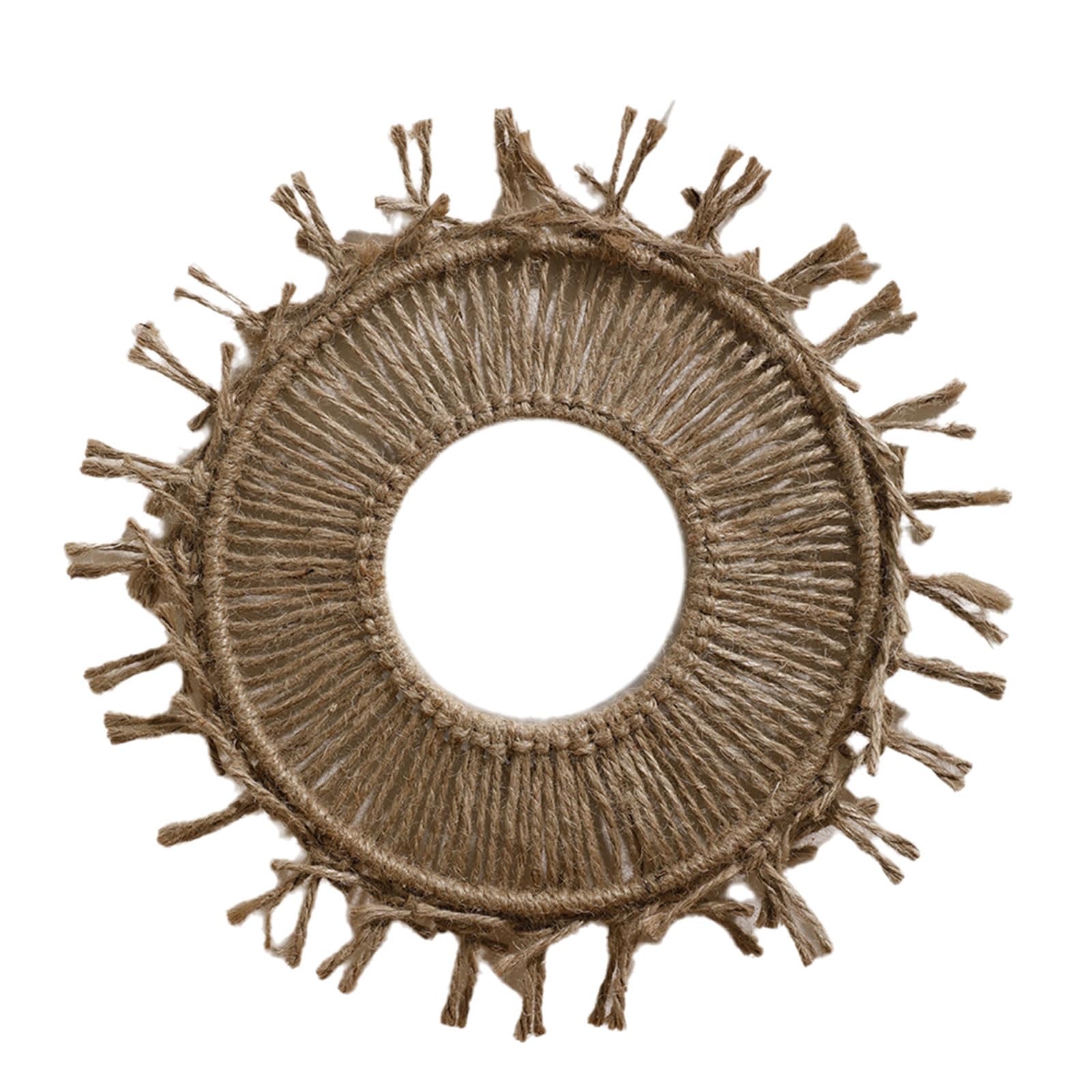 Tsophreniq Round Wall Mirrored Woven Cotton Rope Macrames Fringed Tassels Hanging Makeup Mirrored for Bedroom Living Room Decors Round Fringed