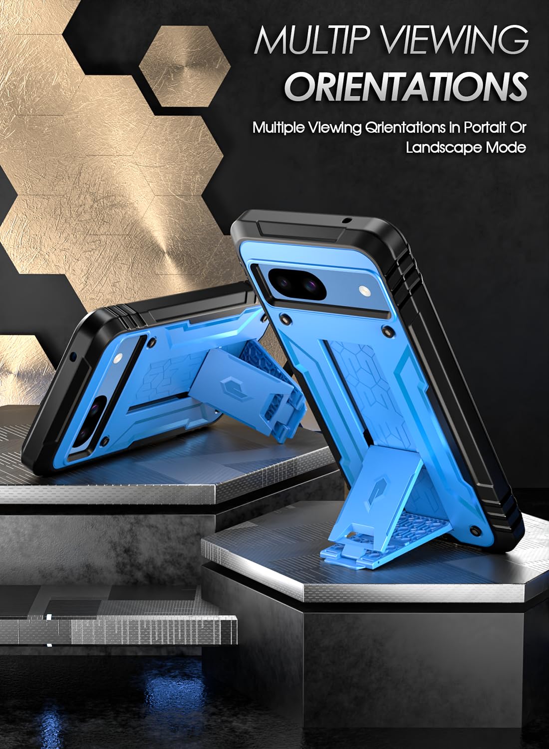 Poetic Revolution Case Compatible with Pixel 8A 5G, Full Body Rugged Shockproof Protective Cover Case with Kickstand - Image 4