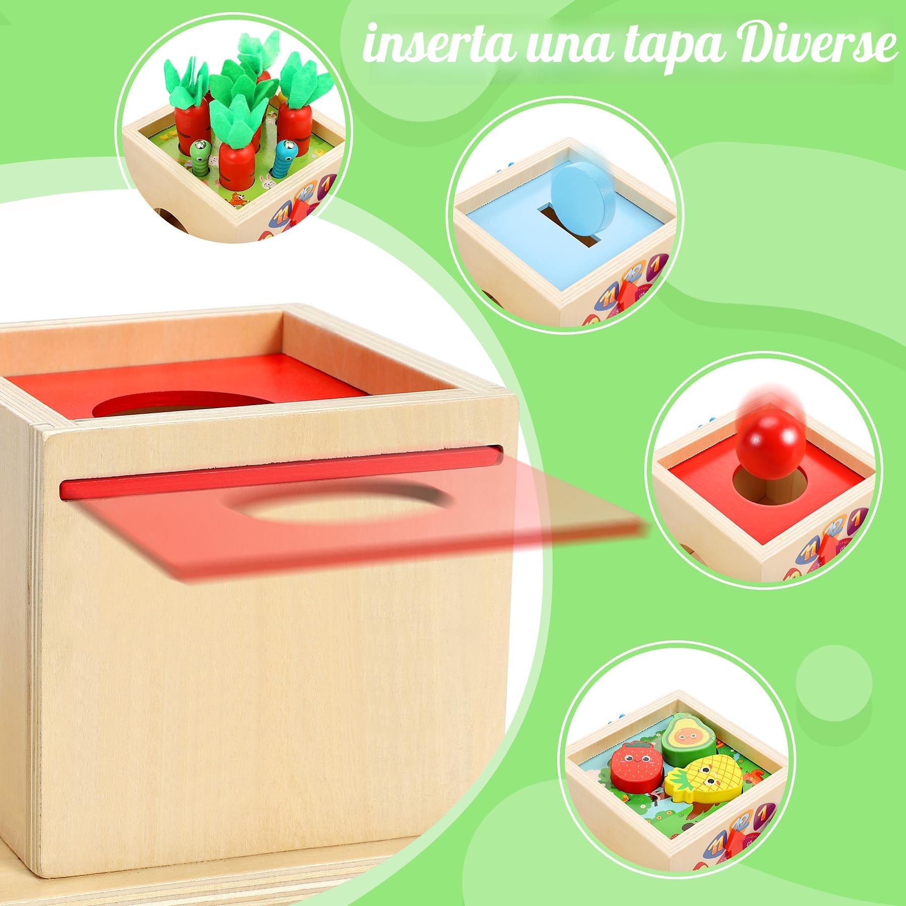 COOLJOY Juguetes Niños 2 3 4 años | Cubo de Actividades de Madera para Bebés | 8-IN-1 Educativo Juguetes Montessori 2 3 4 años | Stem Regalo para Niños Niñas