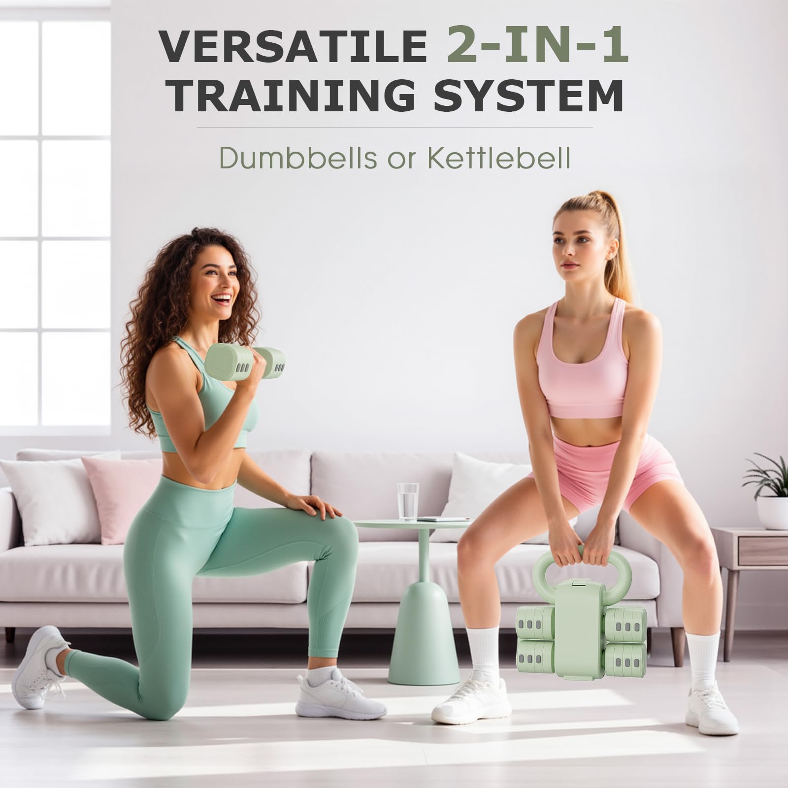 Lot de 2 haltères réglables pour femme de 1 à 5 kg - 4 en 1 - Pour homme et femme - Pour la salle de sport à la maison, la musculation à la maison