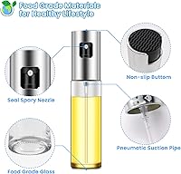 Vista 3 de Daily Treasures Paquete de 2 botellas de vidrio de aceite de oliva con boquilla precisa mejorada de 3.4 fl oz con botella de cepillo de aceite