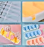 Vista 6 de Juego de 2 moldes para paletas de fresa, 4 piezas, moldes para hacer helados, moldes de helado congelados, accesorios de cocina, fácil liberación