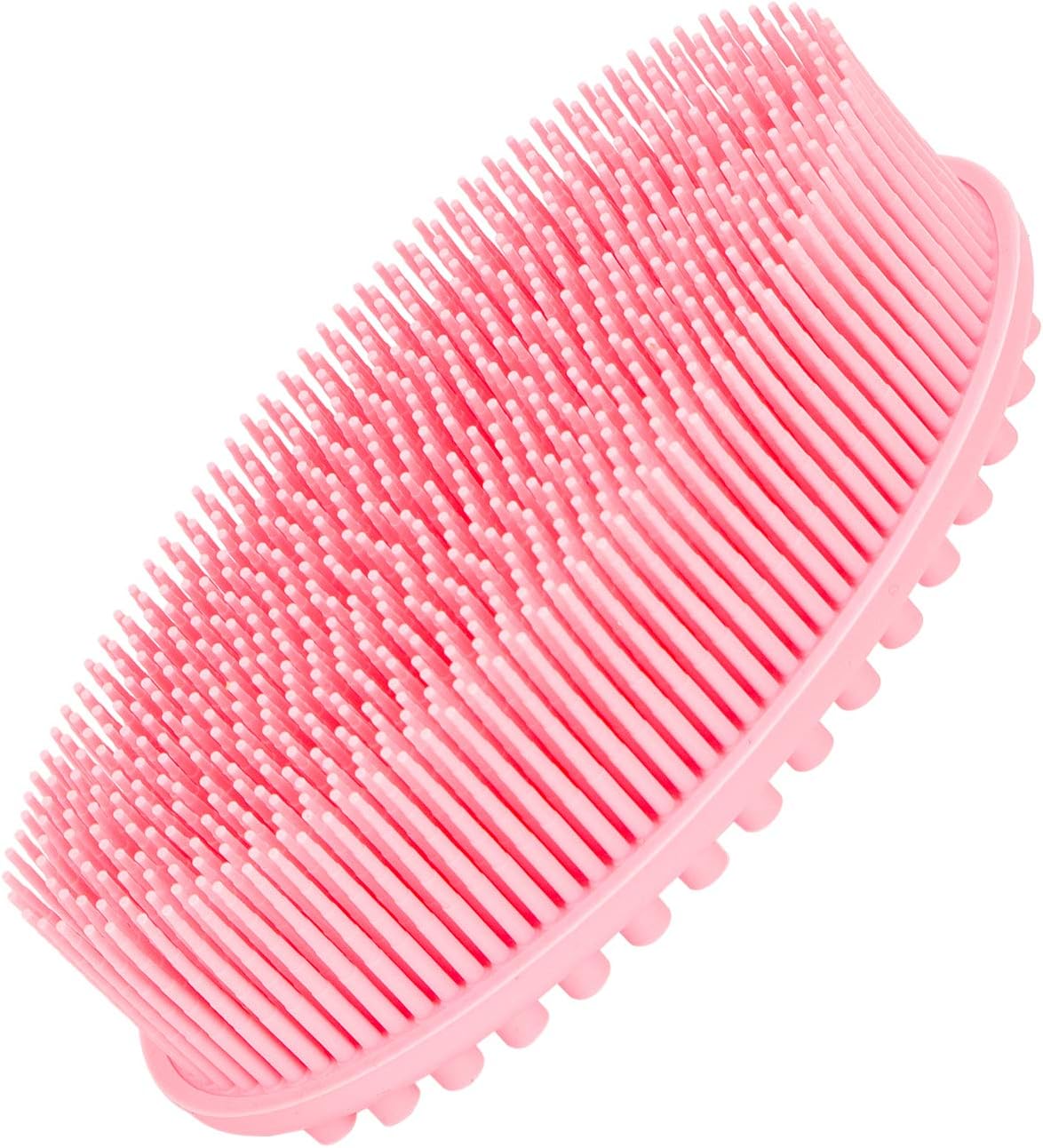Emoly Silicone Bath Shower Loofah Brush, 100% Silicone Gentle Back Scrubber, Best Body exfoliating loofa Brush Gift for Baby Kids Men Father Mother Wife Family (Pink)