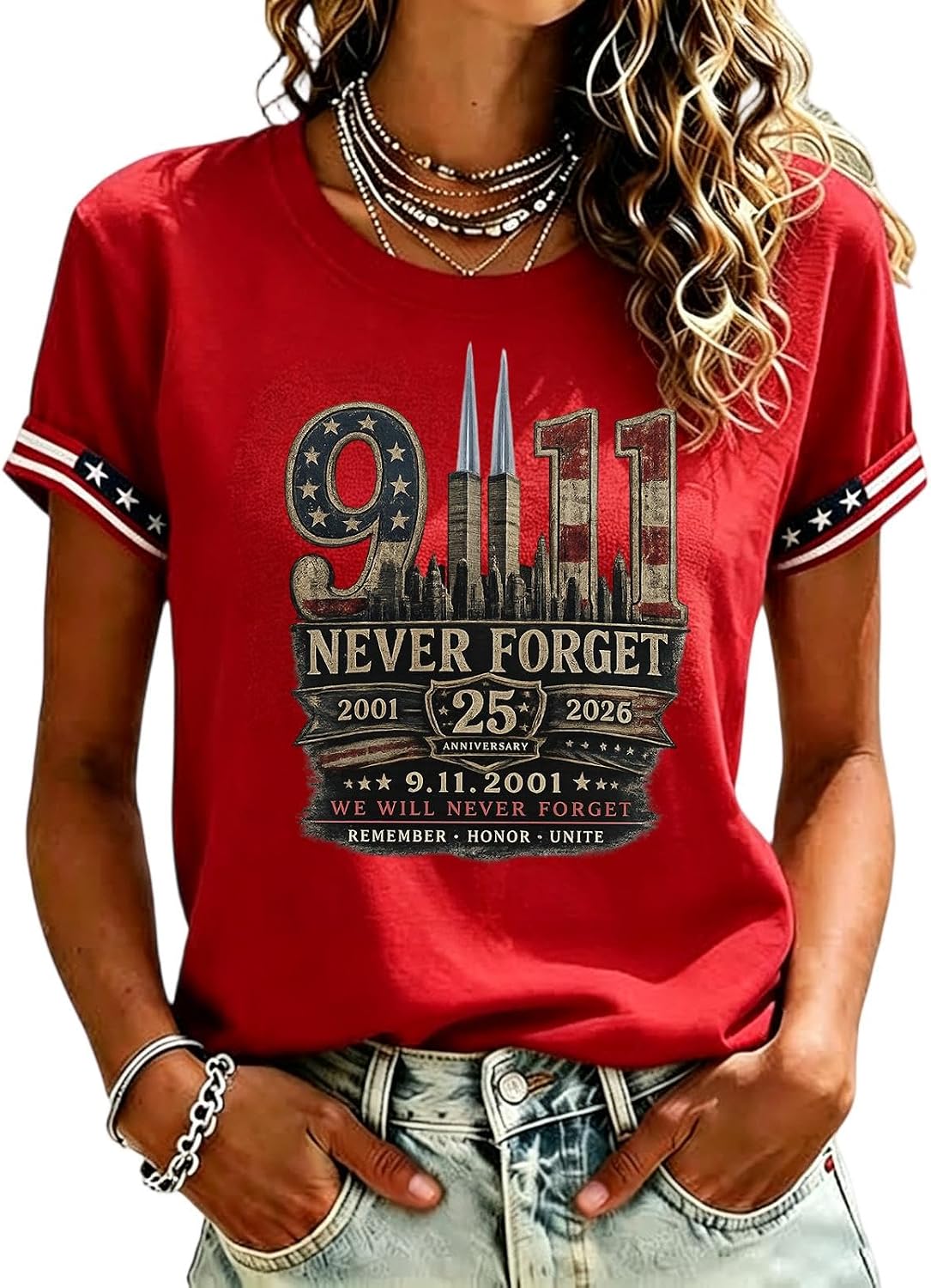 9/11 25Th Anniversary Shirt for Women Never Forget 911 Tops