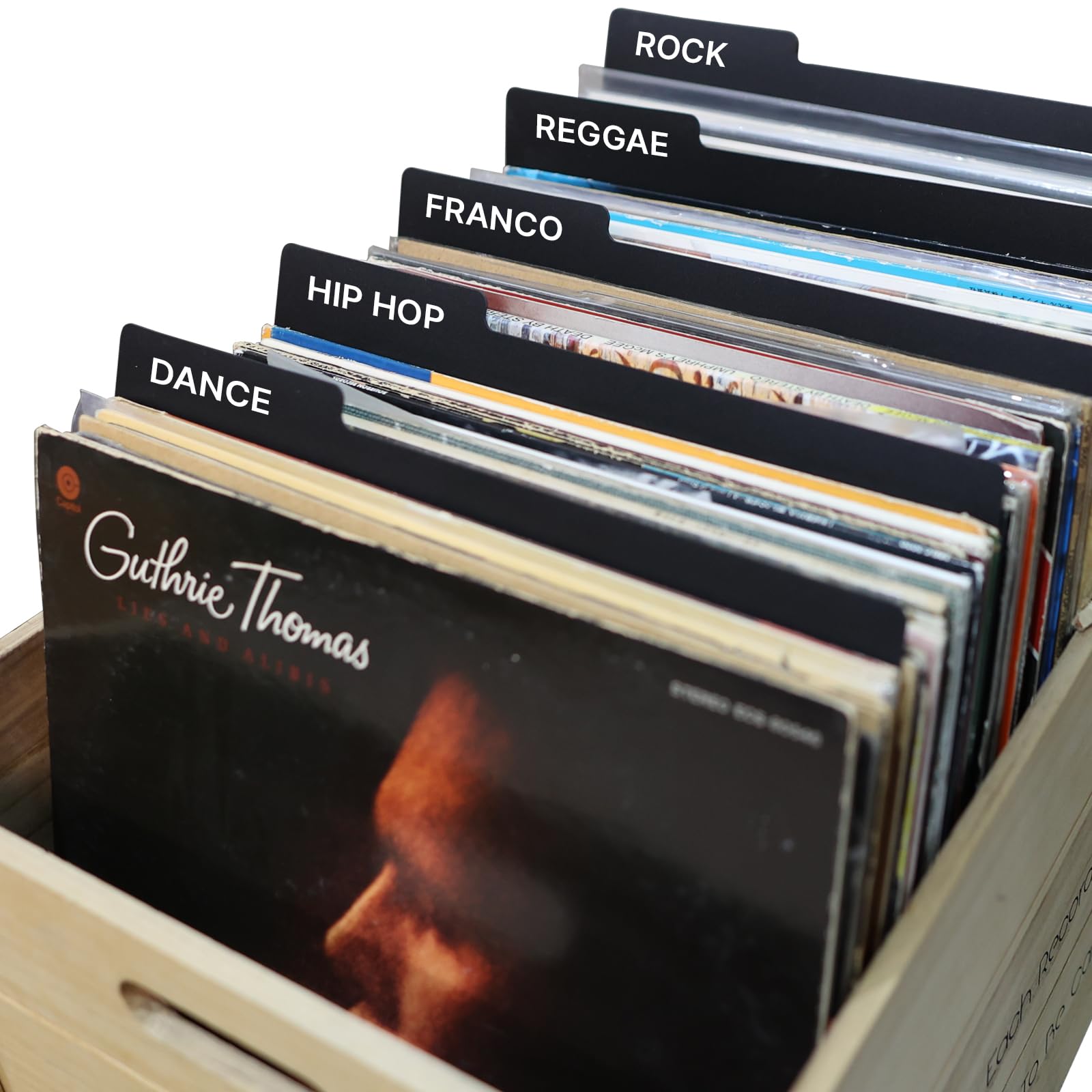 MayRecords 20 pcs Vinyl Record Dividers 12.9 Inches Black Double-Side Plastic Record Organizer for Album Crate and Vinyl DVD Record Organization