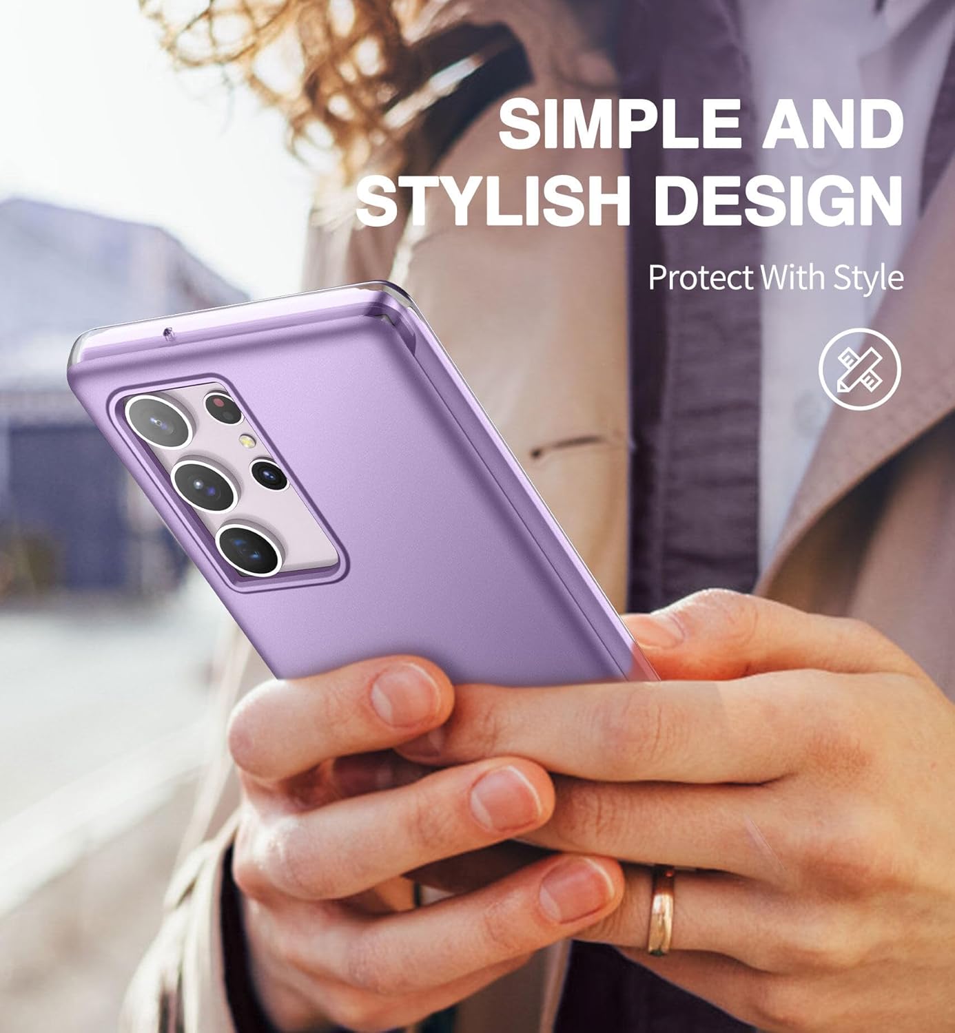 SURITCH for Samsung Galaxy S23 Ultra Case, [Built-in Screen Protector] [Dual-Layer Protection ] Full Protection Shockproof Rugged Bumper Phone Cover for Samsung S23 Ultra 6.8 Inch - Pure Purple - Image 3