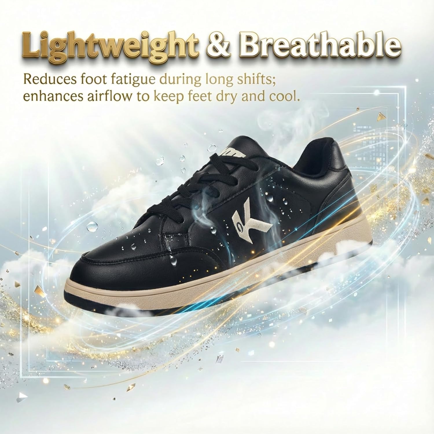 Women's Non Slip Water Resistant Casual Walking Work Sneakers Lightweight Comfortable Slip Resistant Shoes for Food Service Kitchen Nurse Restaurant Chefs - Image 5