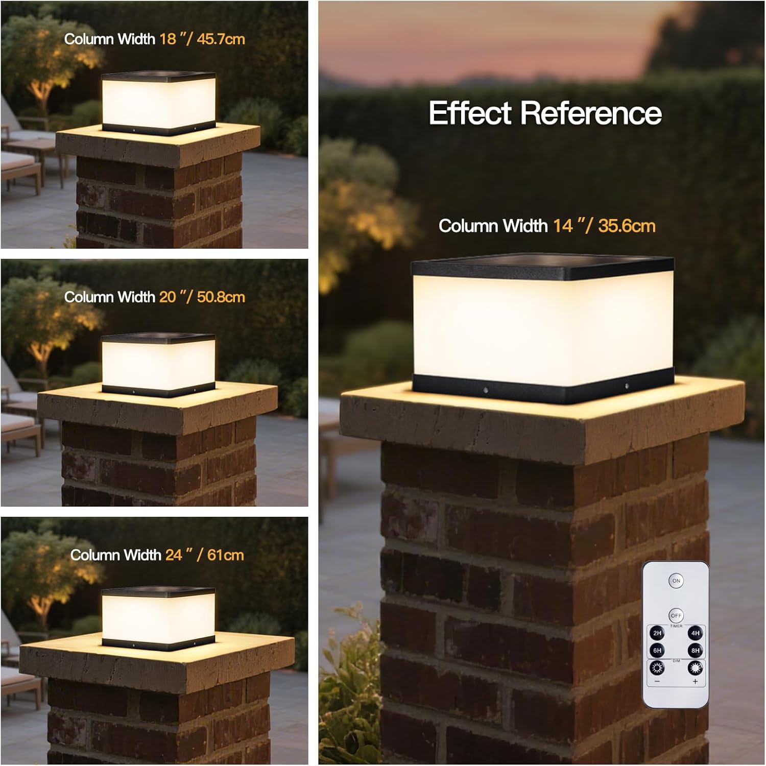 MVBT 9.8" Solar Post Lights, 3000K Outdoor Column Light, Solar Pillar Lights Outdoor Waterproof, Modern Pillar Lamp, Dusk to Dawn Solar Lantern, Column Lighting for Outside Patio Gate Entrance Posts