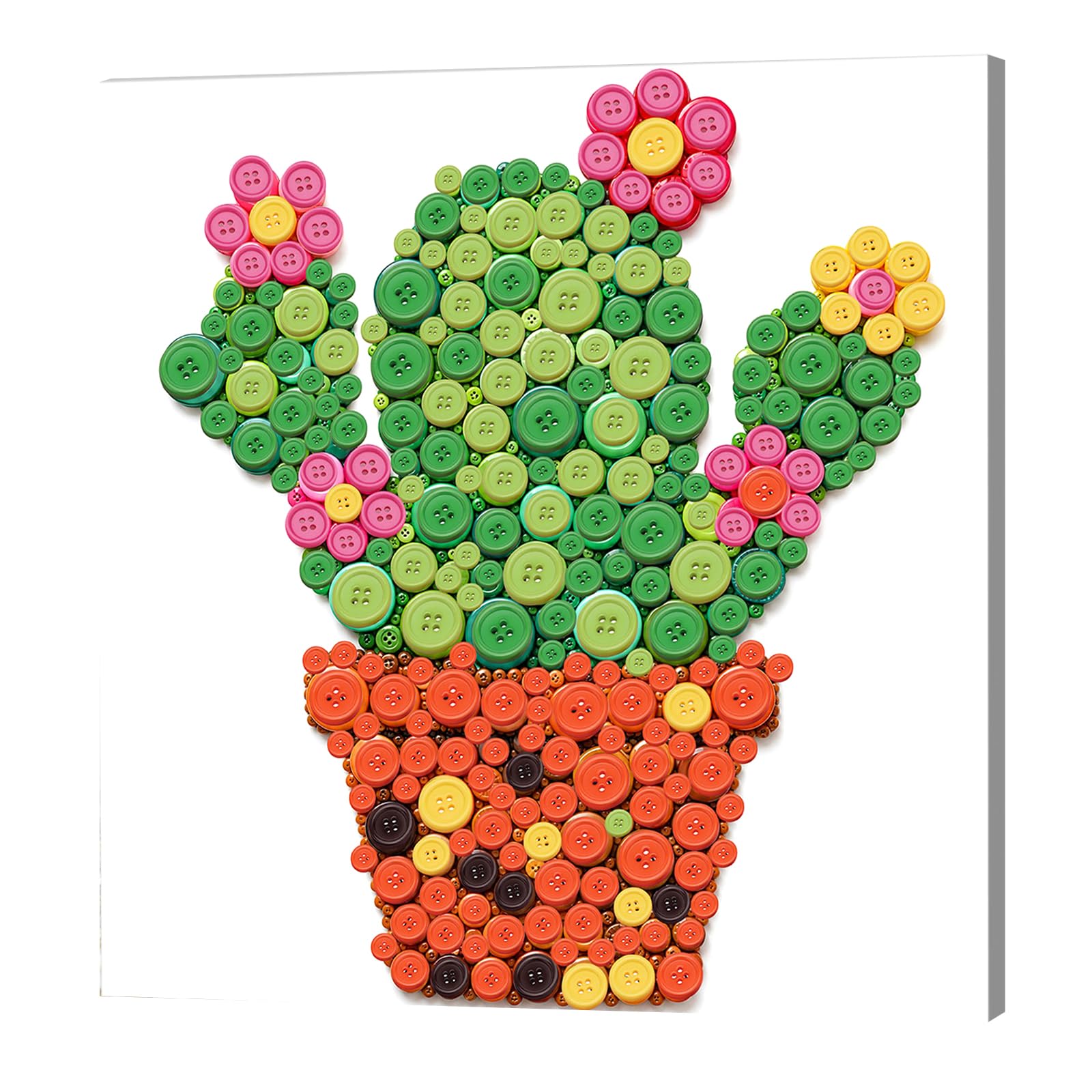 POETRYDRAW Cactus DIY Button Painting Kit for Adults & Kids (30x30cm)