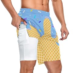 Mens 2 in 1 Workout Running Shorts Gym Athletic Shorts for Men Lightweight Training with Pockets and Towel