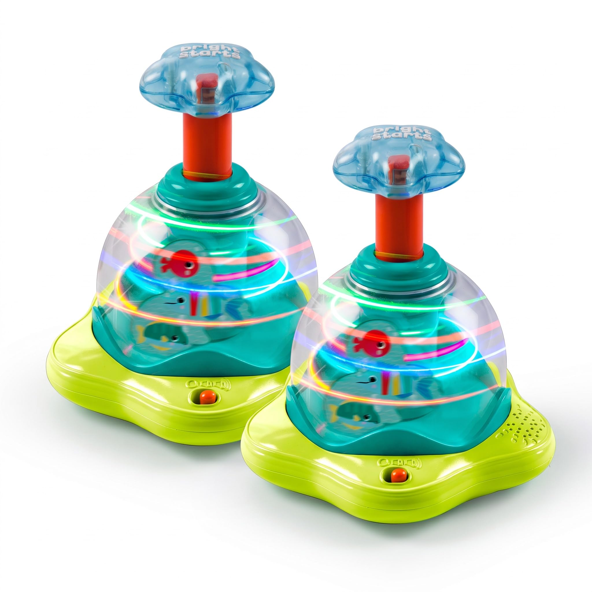 Bright Starts Press &amp; Glow Spinner Cause and Effect Musical Baby Toy,Age 6 Months+,(Pack of 2)