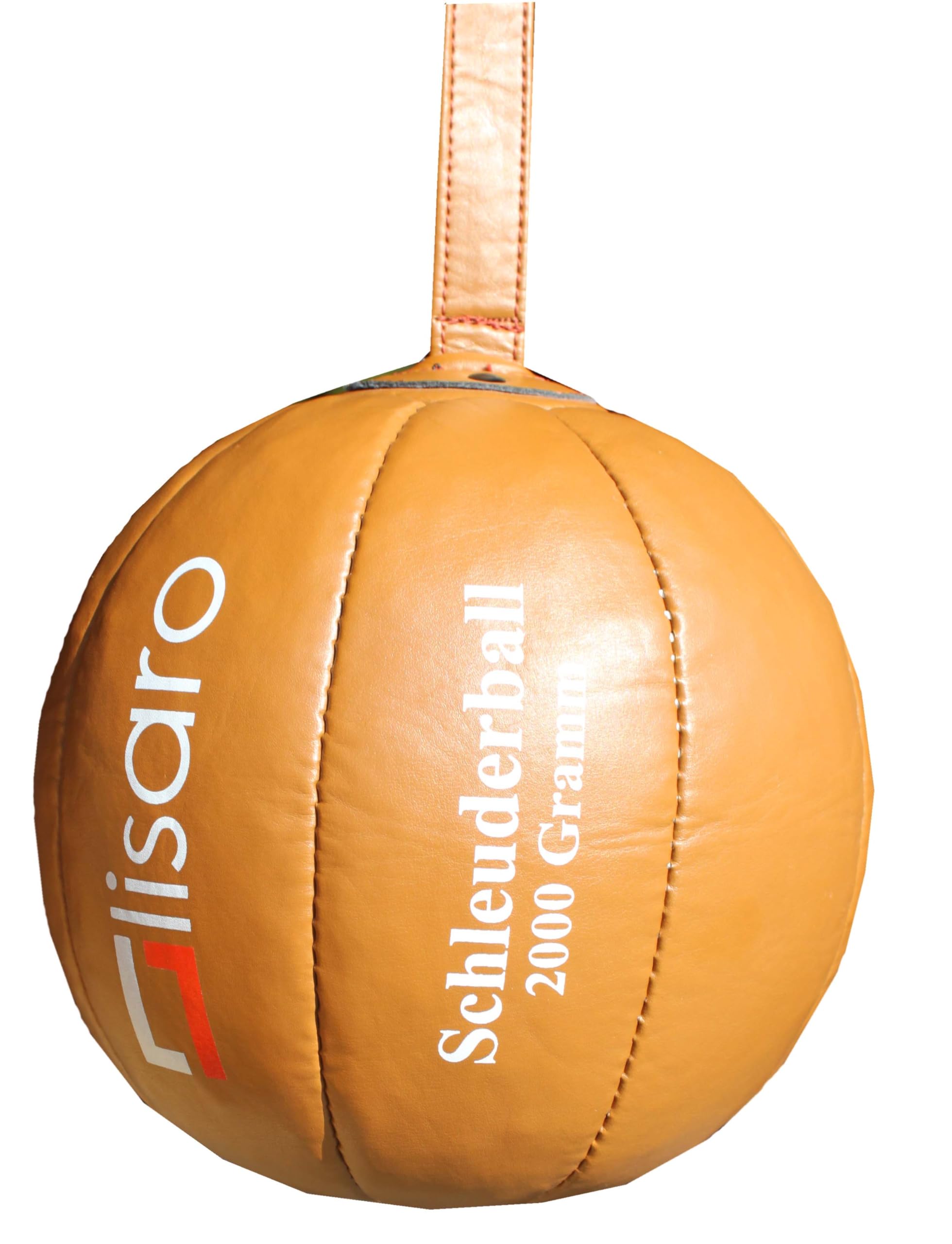Lisaro Schleuderball aus PU-Leder 2000gramm, Durchmesser Ca. 18-20 cm. Farbe Braun/Natur, Size 2000 Gramm (2-Kg),