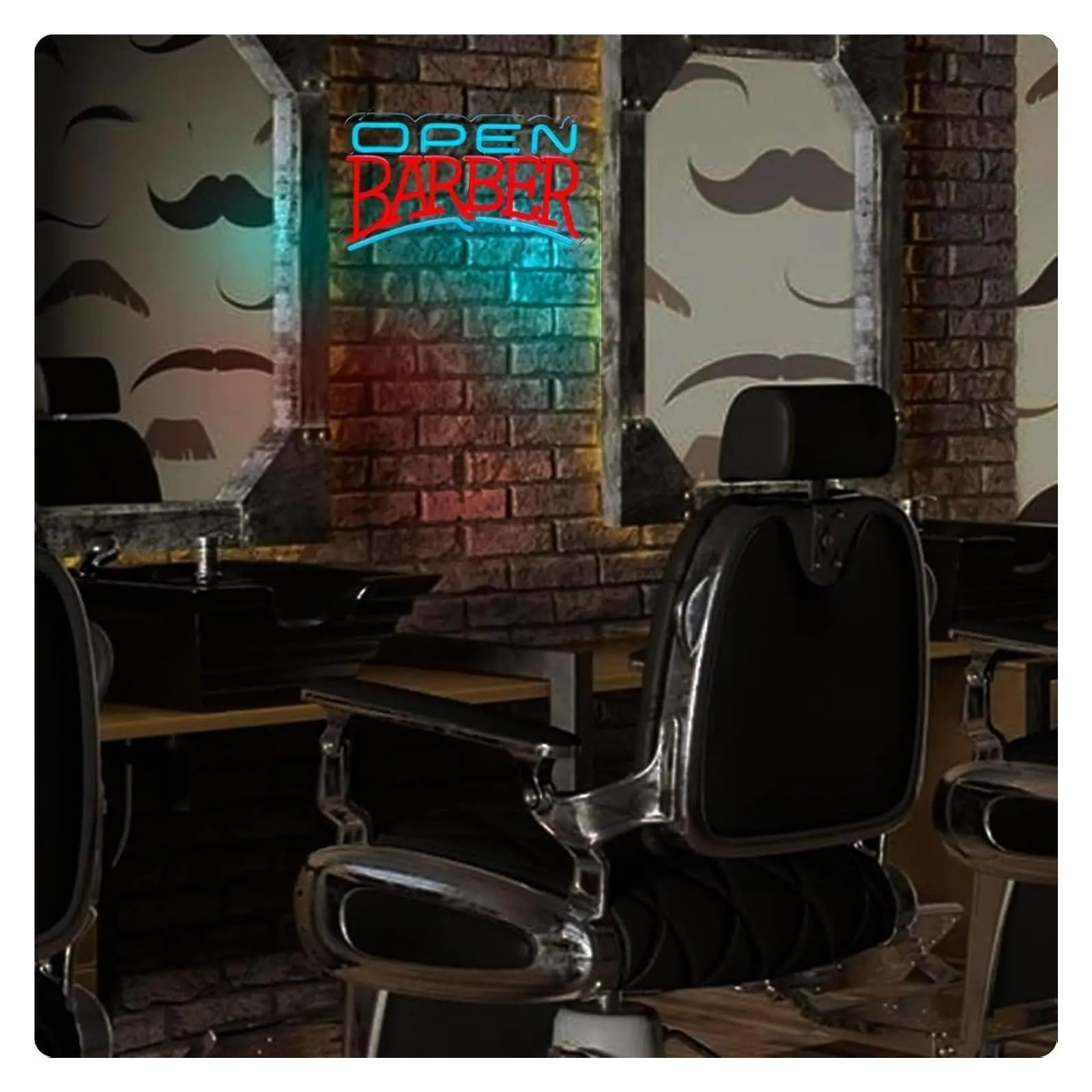 XENITE Néon Enseignes lumineuses Decor Enseigne Néon Barber Open USB, Lumières À Intensité Variable Pour Magasins, Salon De Coiffure, Studio,décor Artistique 41.66x25.4cm