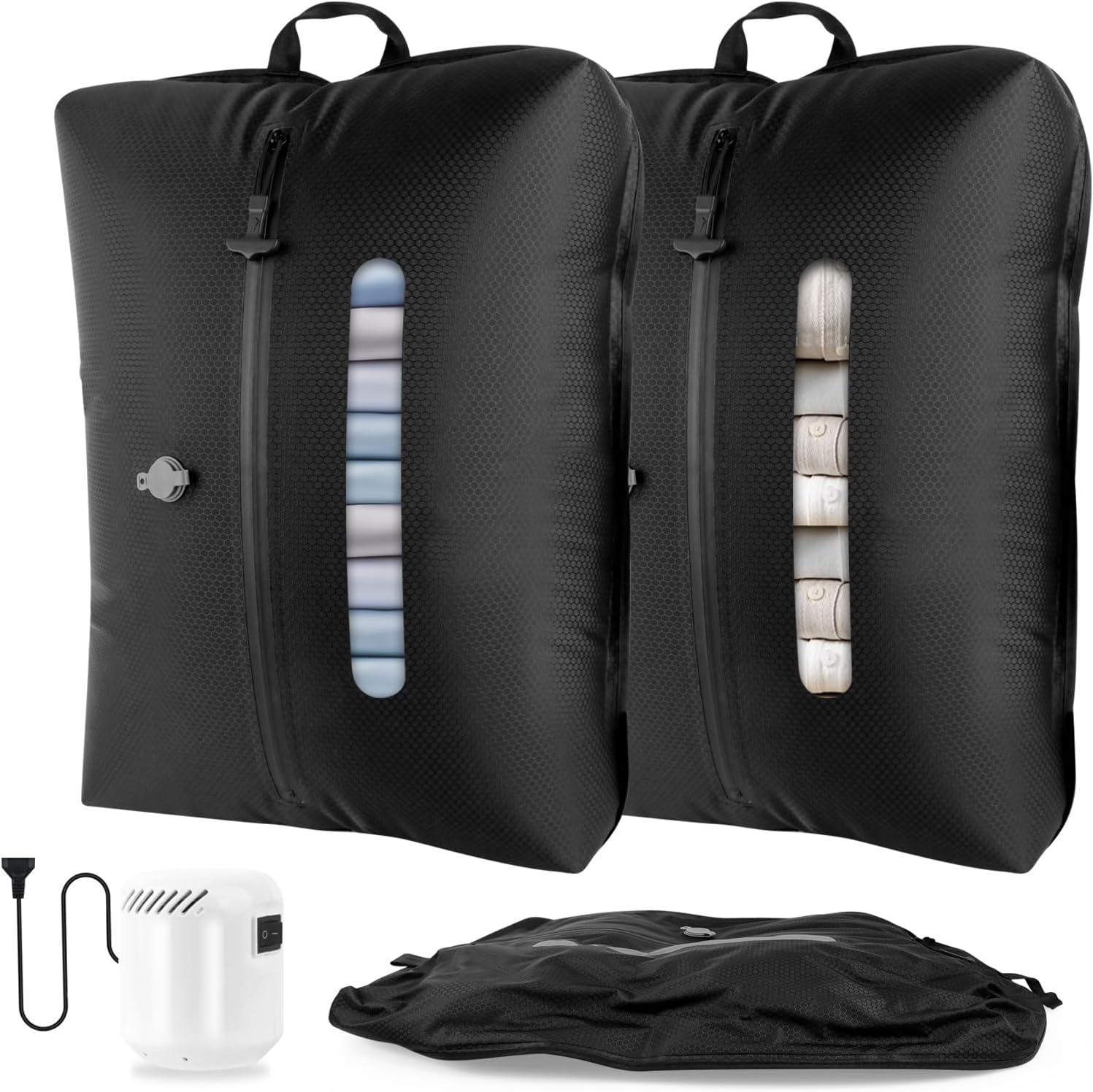 2025 AIDONS Vacuum Bags for Clothes – Reusable Vacuum Compression Bag with Pump IP67 Waterproof Ultra-Light Ideal for Travel and Holiday Suitcases (2 Vacuum Bag with Pump)