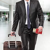 Vista 5 de Funda de piel sintética para pasaporte, con bloqueo RFID, tarjetero para mujeres y hombres, 02 Rojo, Cartera Rfid