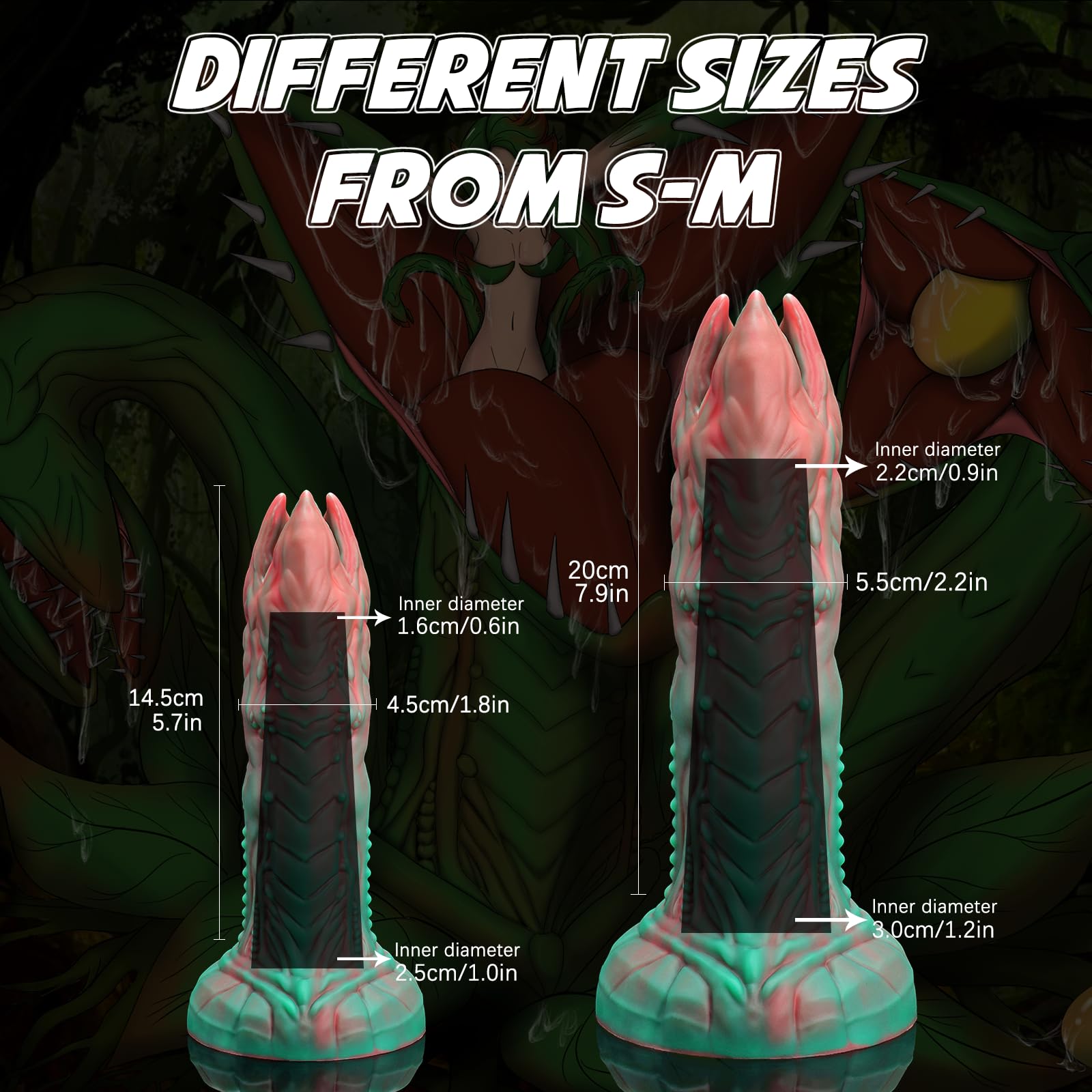 20cm Nothosaur Audrey II Spur Ovipositor Dildo mit Gelatine-Ei-Formen, Fantasy Alien Sexspielzeug für Frauen Männer Paare Transgender, Toy Plug Dilos Männer, M