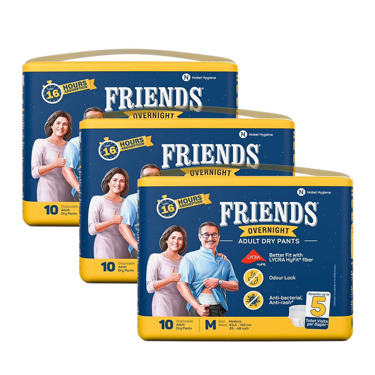 Friends Overnight Adult Diapers Pants Style - 30 Count (M-L) with odour lock and Anti-Bacterial Absorbent Core- Waist Size 25-48 inch ; 63.5-122cm (B08W244BMC) Amazon Price History, Amazon Price Tracker
