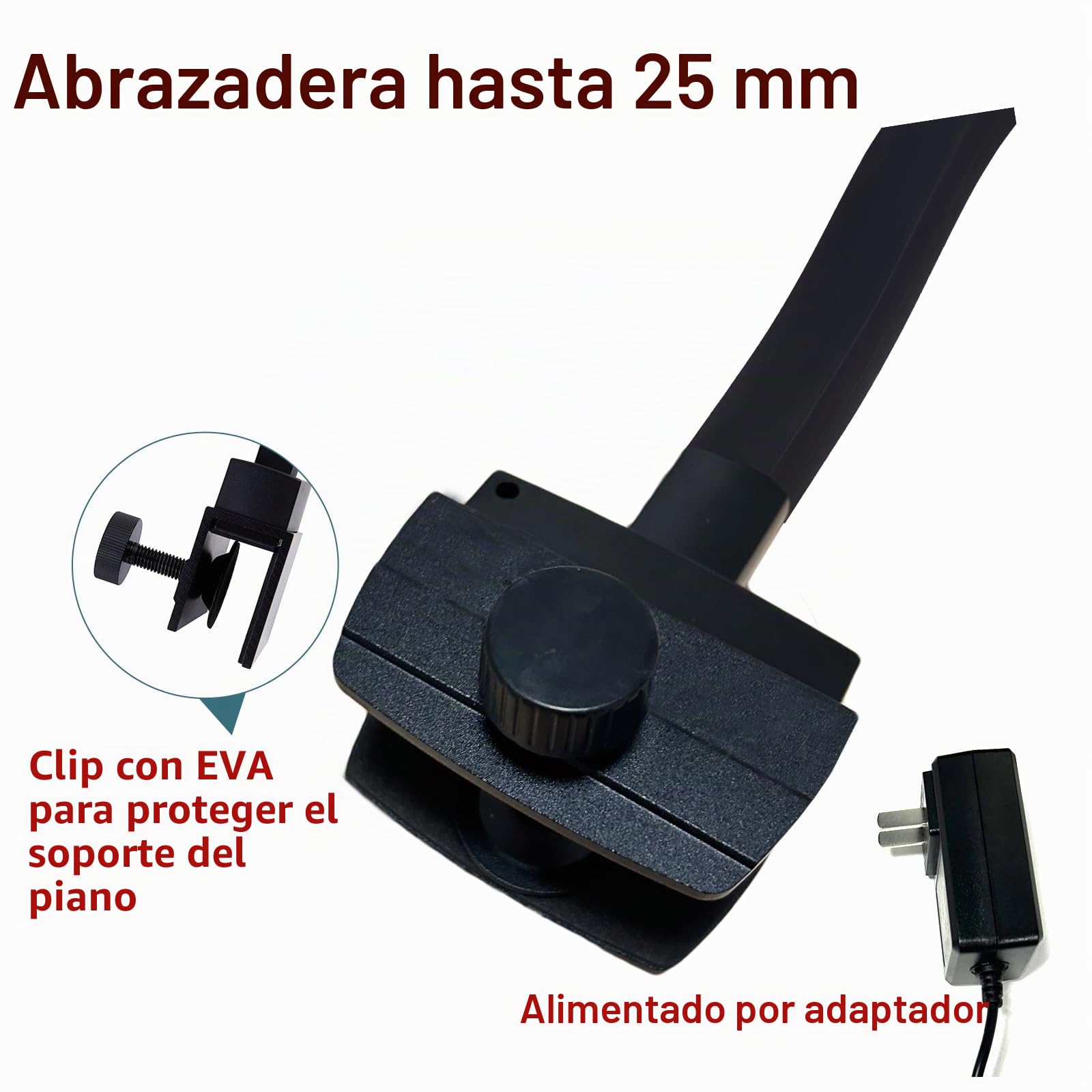Luces de piano para piano digital y gran piano lámpara de clip led profesional lámparas de piano para hojas de música cuidado de los ojos 5 niveles de temperatura de color de 5 niveles