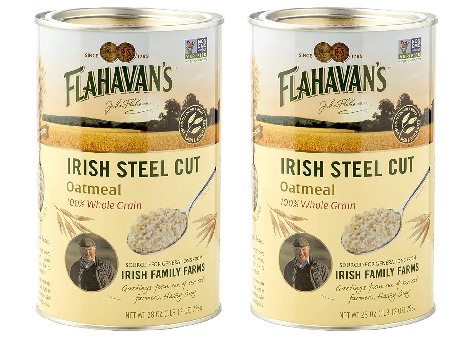 Avena Flahavan's Irish Steel Cut, 28 Onzas, 100% Grano Entero, Lata (Pack de 2)