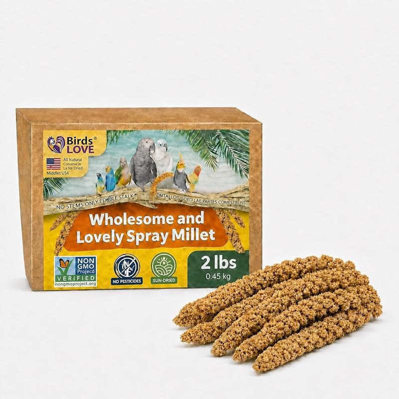 Petisco de Painço em Espiga para Aves Birds LOVE, Natural e Seco ao Sol, Cultivado nos EUA, 1,14 kg