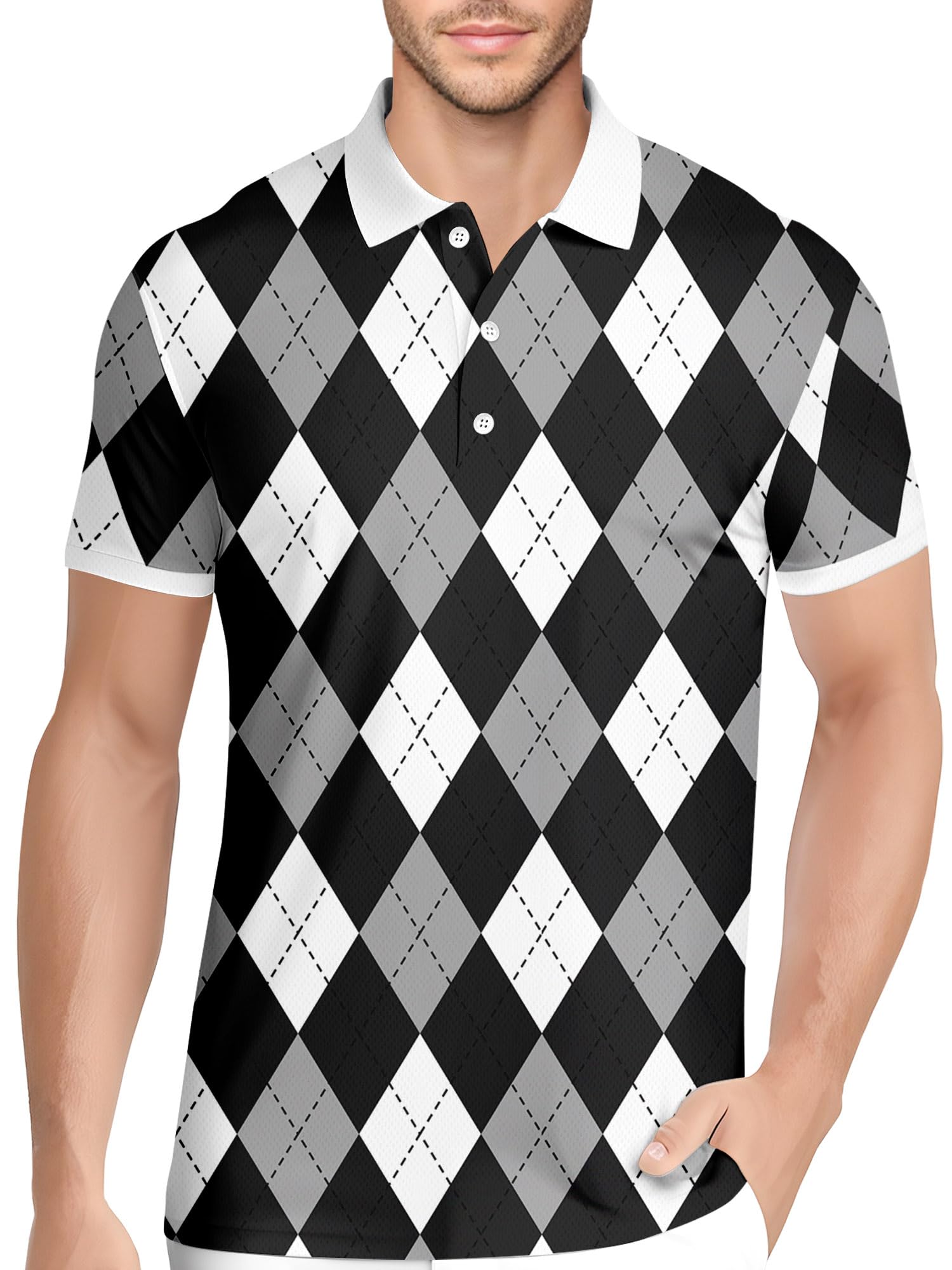 HIVICHI Funny Golf Shirts for Men Crazy Print Pattern Colorful Wild Novelty Performance Moisture Wicking Mens Polo Shirt, Aop-polo-21036, XXXXL