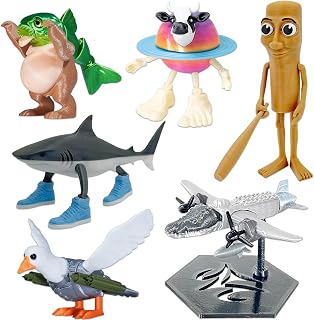 6PCS 3D Printed Action Figure Set, Shark Meme Toys with Movable Joints, Collectible Animals Figurine - Desktop Decor & Gift for Fans