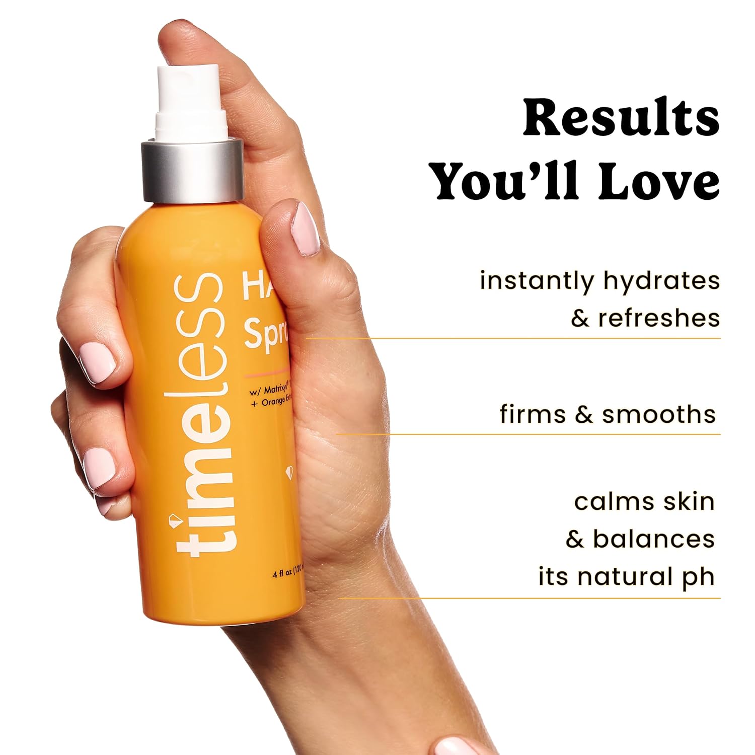 Timeless Skin Care HA Matrixyl 3000 with Orange Spray - Skin Mist with Hyaluronic Acid - Fragrance-Free Hydrating Face Spray - Soothing Matrixyl Skin Care Mist - 4 oz