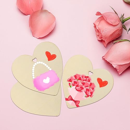 Miniatura 5 de Tmflexe Tmflexe - 50 adornos de madera sin terminar de San Valentín en forma de corazón, regalo de manualidades para el Día de la Madre, paquete de