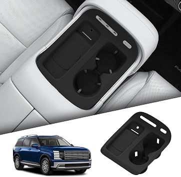 smabee 2 in 1 Wireless Charging Cup Holder Organizer for Hyundai Palisade 2026 Accessories | 2026 Palisade Accessories,Center Console Organizer Wireless Charging Protective Pad,Cup Holder Insert,Cup Holding,Silicone