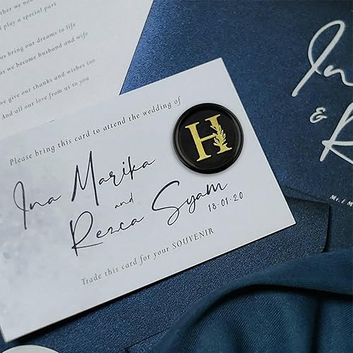 Miniatura 4 de 25 calcomanías de sello de cera doradas y negras hechas a mano con hojas botánicas vintage, calcomanías de cera para invitaciones de fiesta de boda,