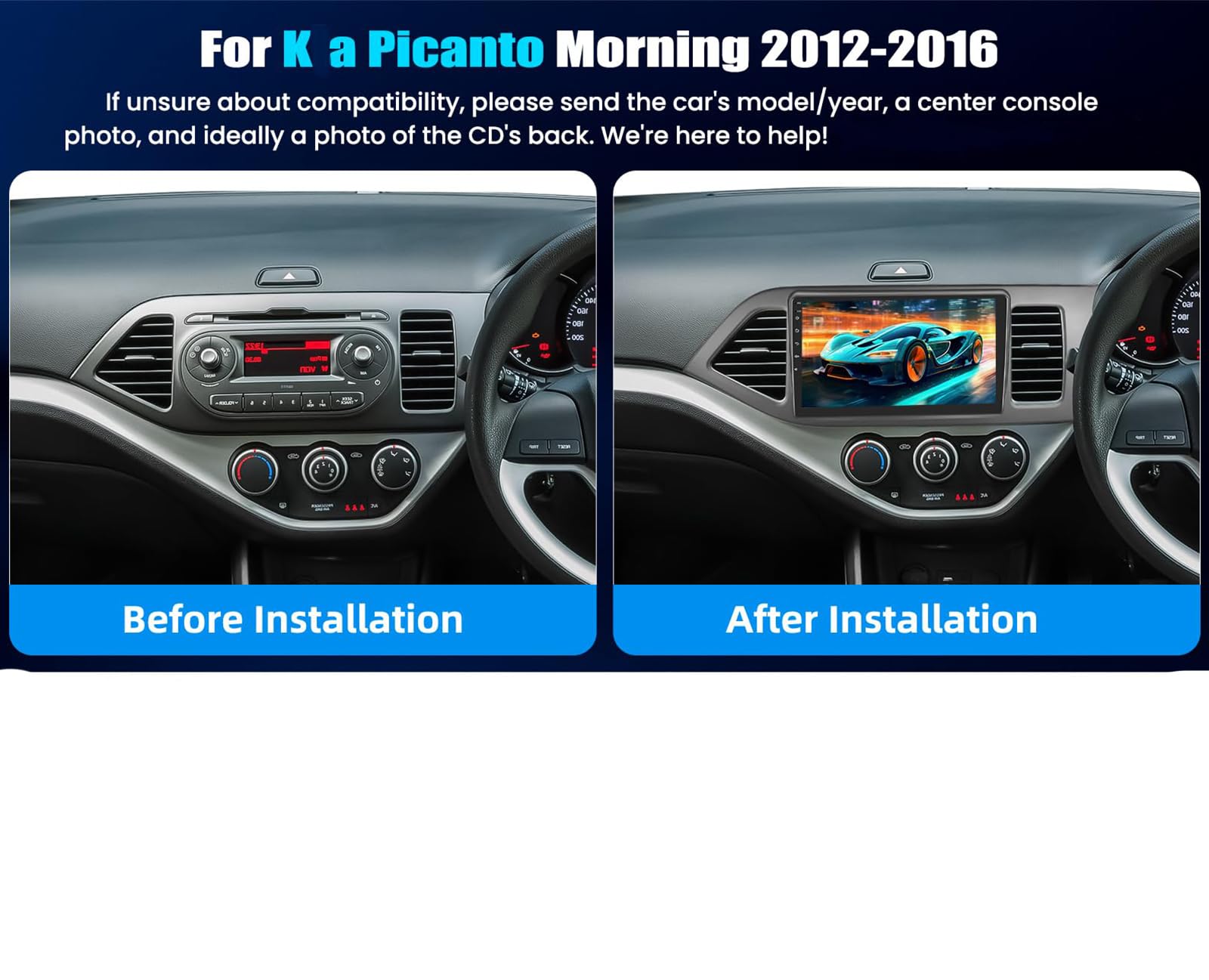 K1 PRO Plus, 2 64G Android 15 Auto Stereo do K-ia Picanto Morning 2011-2017, ekran dotykowy 2K Double DIN, bezprzewodowa CarPlay, GPS Bluetooth RDS WiFi HiFi SWC Mikrofon