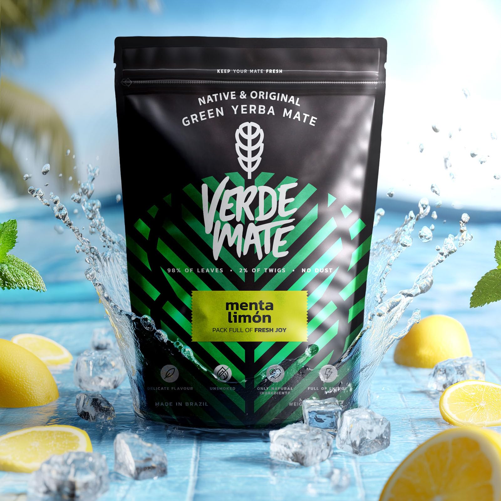 Verde Mate Green Menta Limon 0,5 kg | Stimolante yerba mate con menta e limone | Tè mate | Gusto rinfrescante | Caffeina naturale | Tè yerba mate dal Brasile | 500g