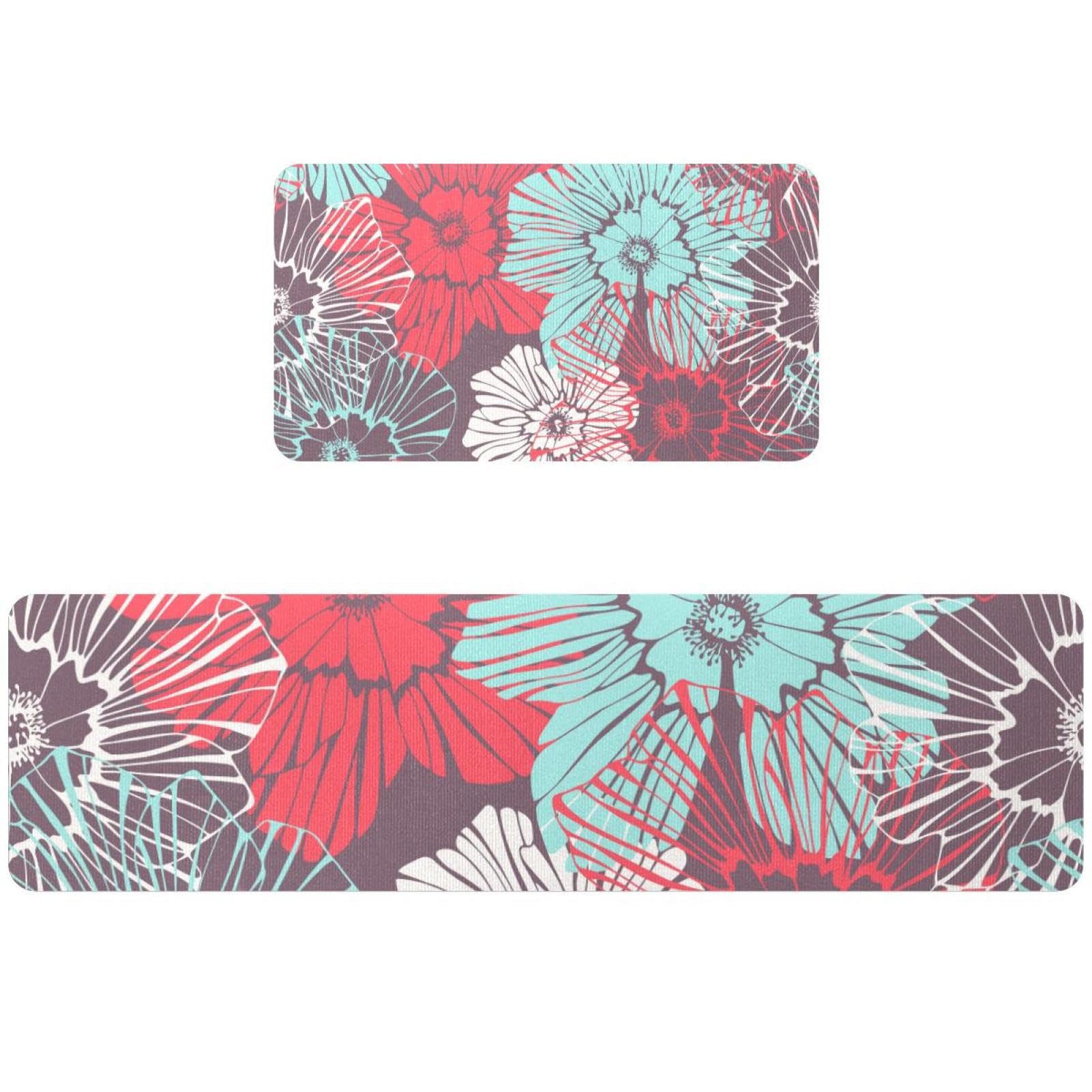 Tapis de cuisine haut de gamme motif pétales absorbant lot de 2