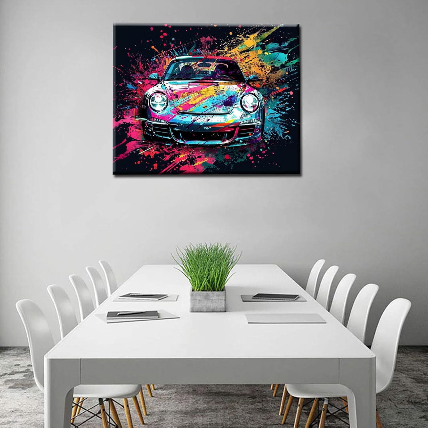 Cartoon Racing Car Paint by Numbers for Adults,Doodle Paint by Number Kits Black Canvas Oil Paintings Acrylic Set Drawing Unique Gift Art Crafts for Home DIY Framed 16x20 Inch