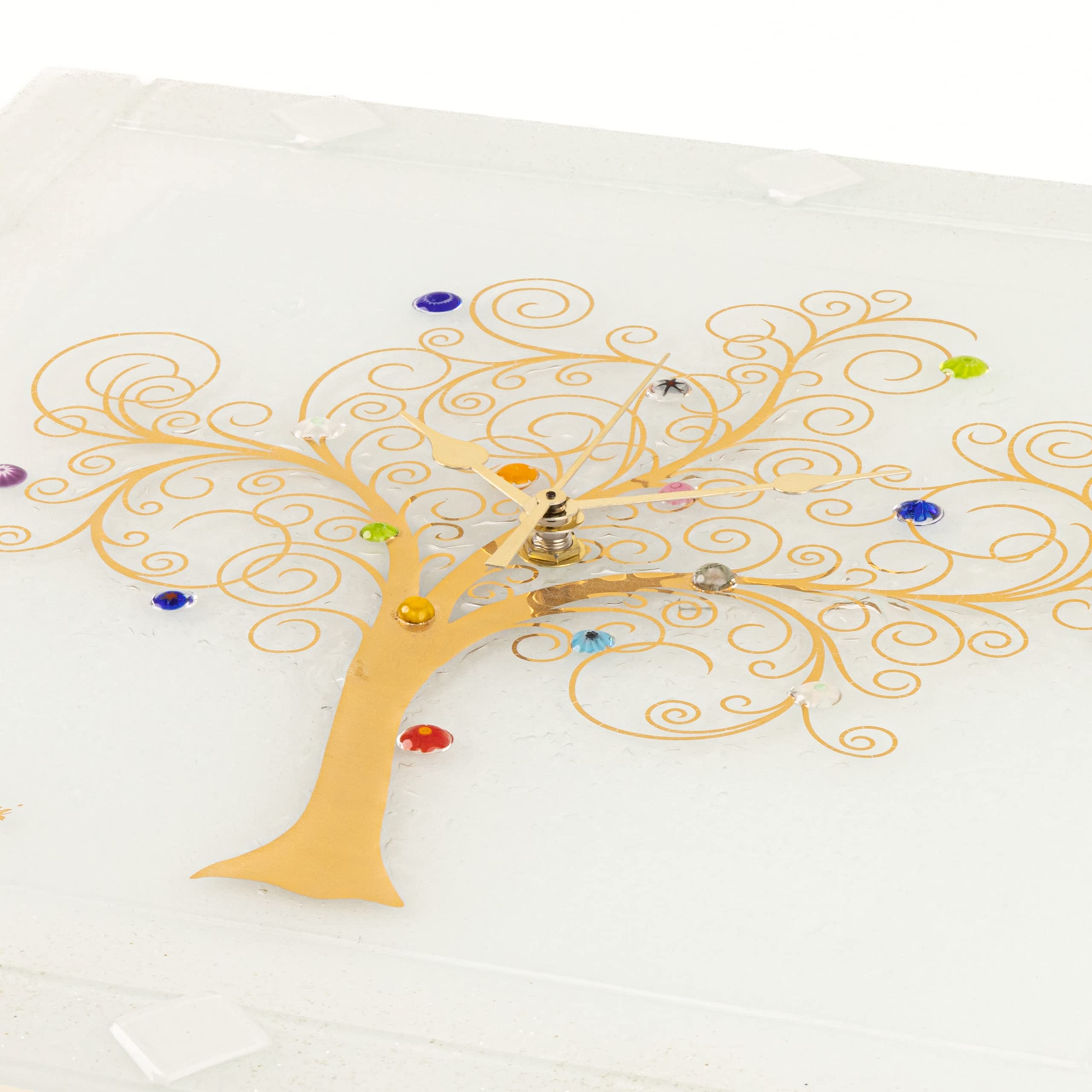 Orologio Da Tavolo Murano Venezia - Vetro Artistico Con Foglia Oro, Made Italy