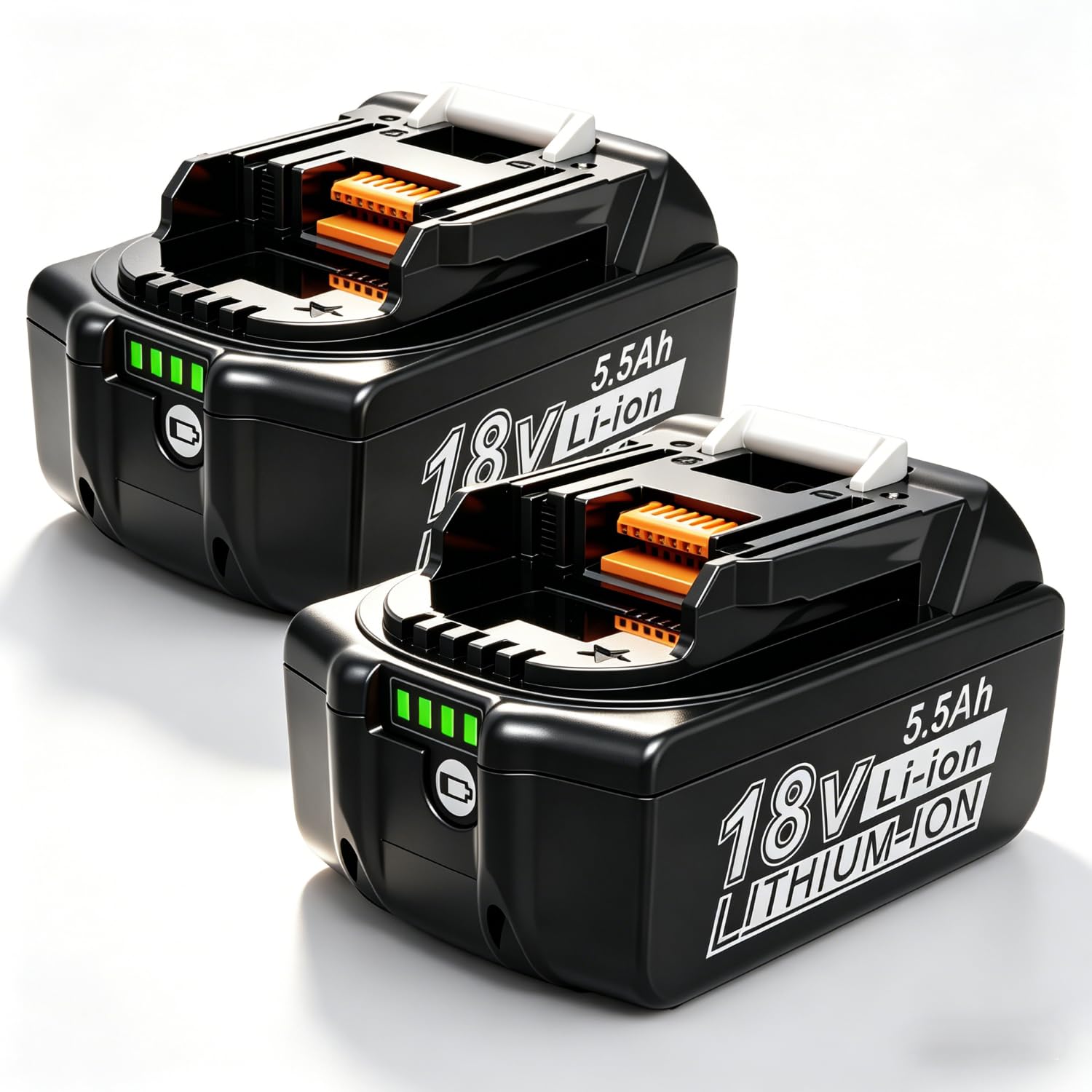 5.5Ah 18V Akku für Makita Werkzeuge Kompatibel mit BL1860 BL1850 BL1840 BL1830 BL1820 LXT400 Hochleistungs Ersatzakku mit Überladeschutz & LED (2er-Packung)