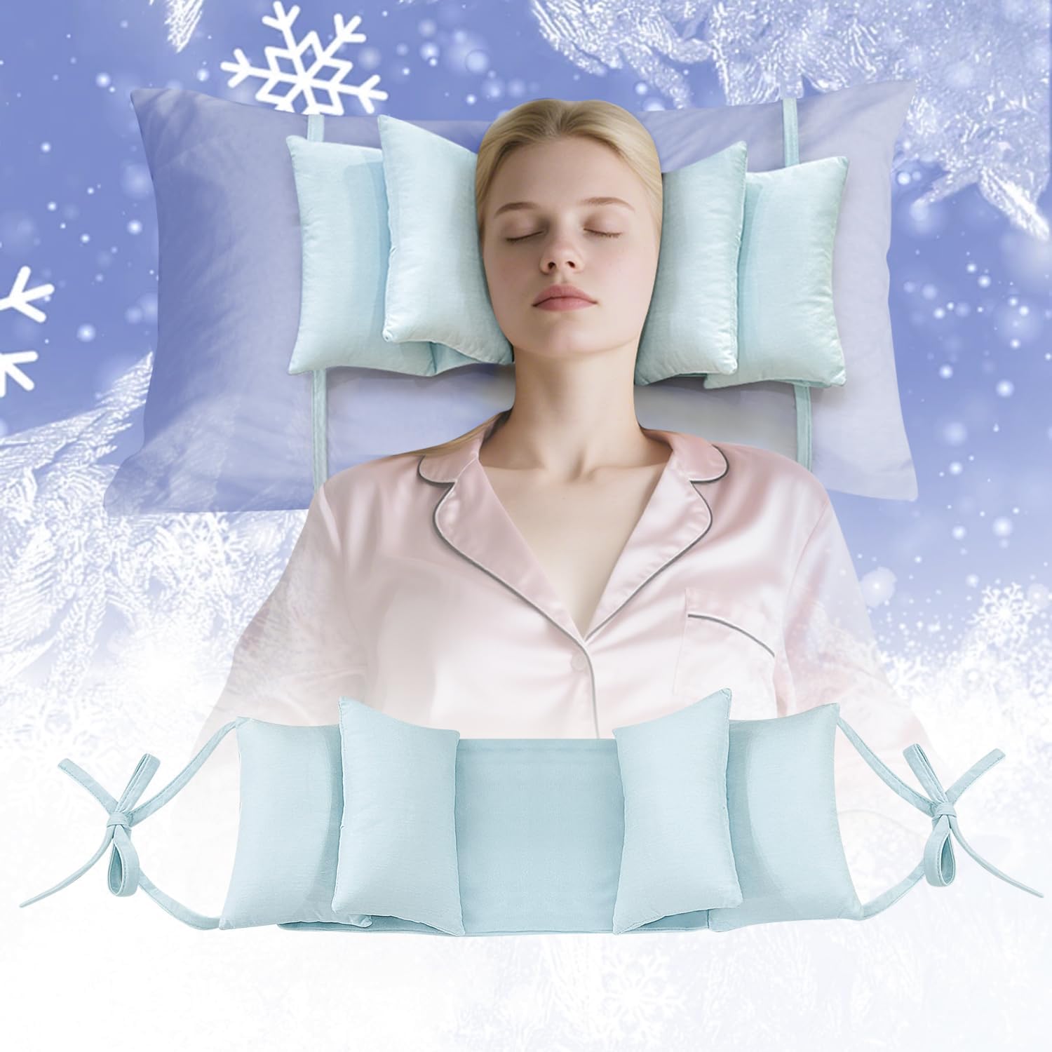 Mybow Beauty Pillow for Sleeping on Back, Anti Wrinkle Aging Pillow for Women, Back Sleeper Pillows Neck Support, Keep Head Straight, Wrinkle Prevention, Face Head Stabilizing Positioner (Blue)