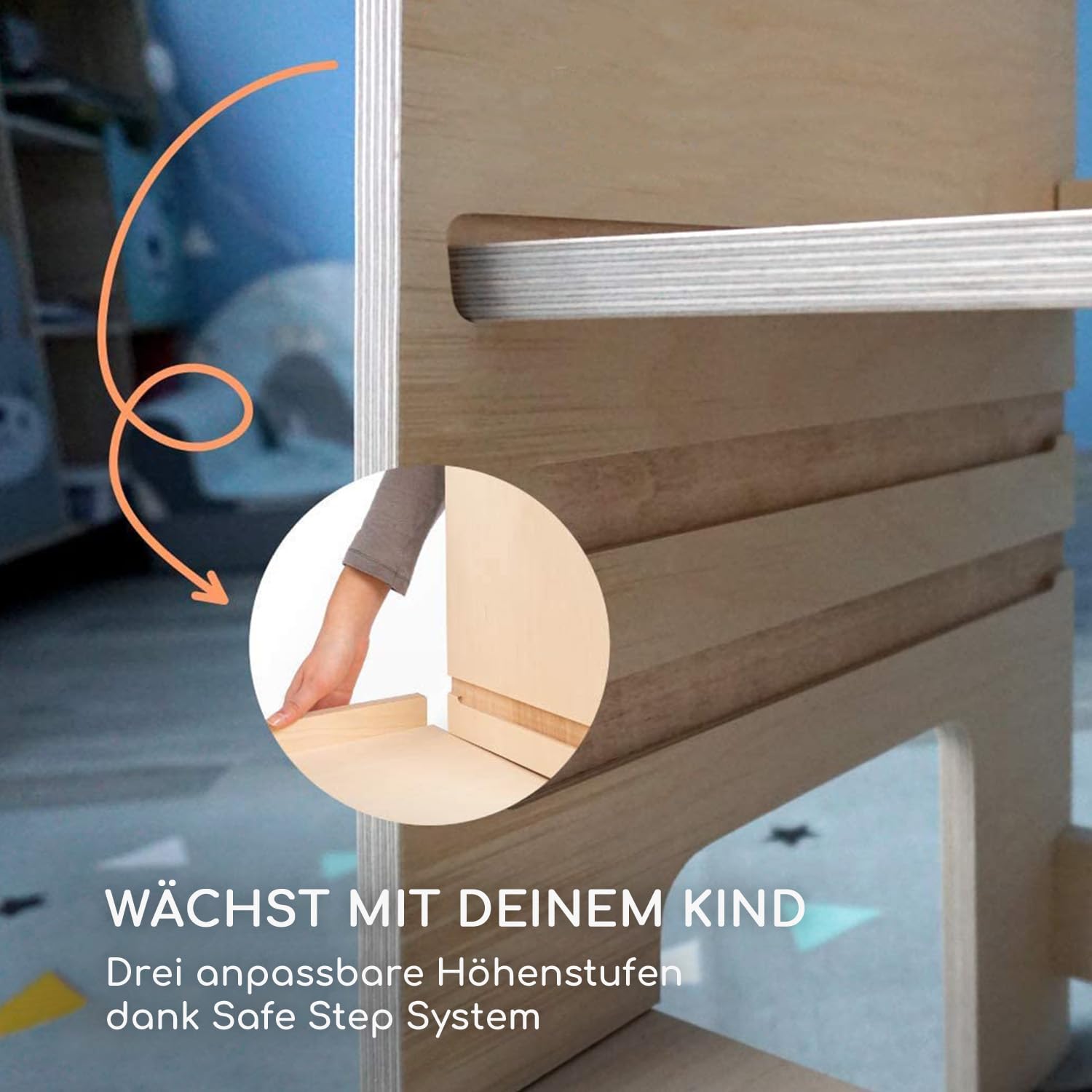 Ully Natural Learning Tower | Der erste Lernturm für Kinder ab 1 Jahr aus Naturholz | Lernturm Montessori mit verstellbare Fachböden | Gebaut in Italien nach den Montessori-Prinzipien
