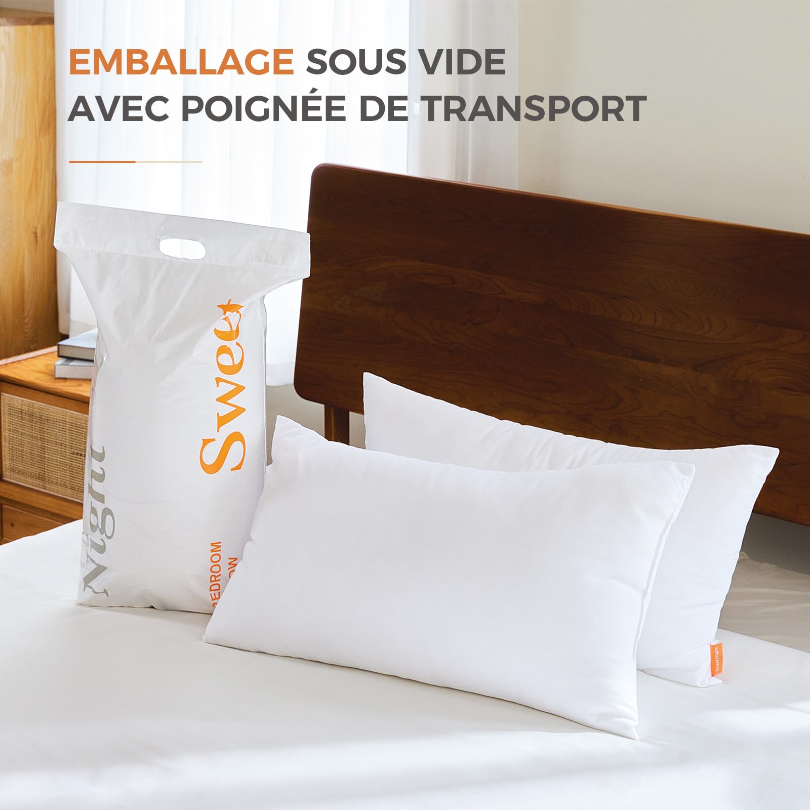 Sweetnight Oreillers 80x80 Lot de 2 Grand Coussin Carré, Oreiller Hotel Sweetnight Oreillers 80x80 Lot de 2 Grand Coussin Carré, Oreiller Hotel