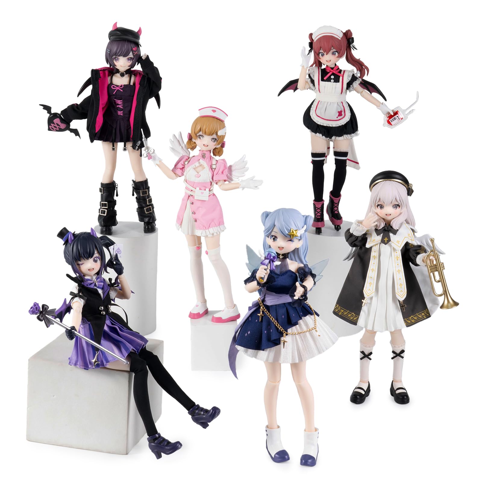 BEEMAI Light Nightmare Twins Series 6-Box Set (Contains 6 Figures No Repeat), 1/6 MJD Blind Box Cute Figures Collectibles Birthday Gift