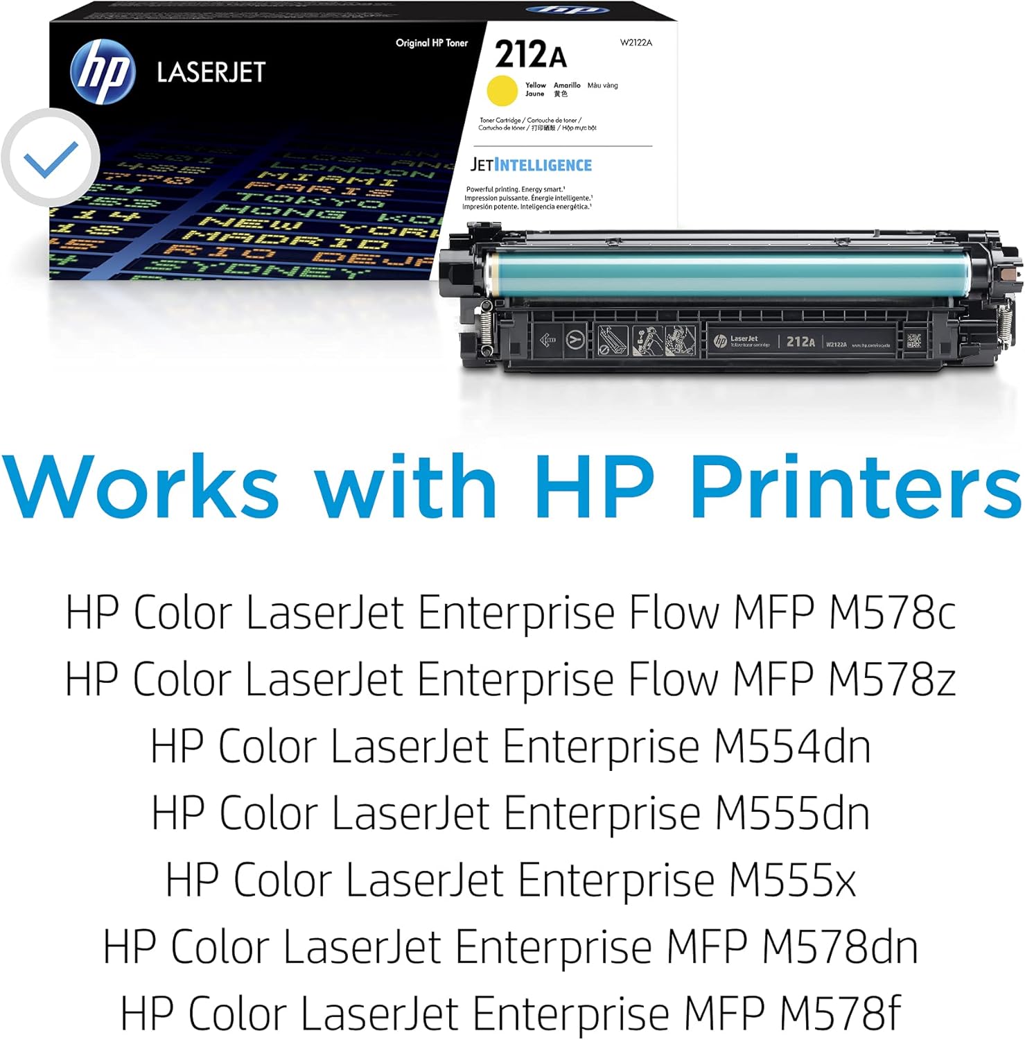 HP 212A Yellow Toner Cartridge Printers | Works with Color LaserJet Enterprise M554, M555 Series; Color LaserJet Enterprise MFP M578 Series | W2122A