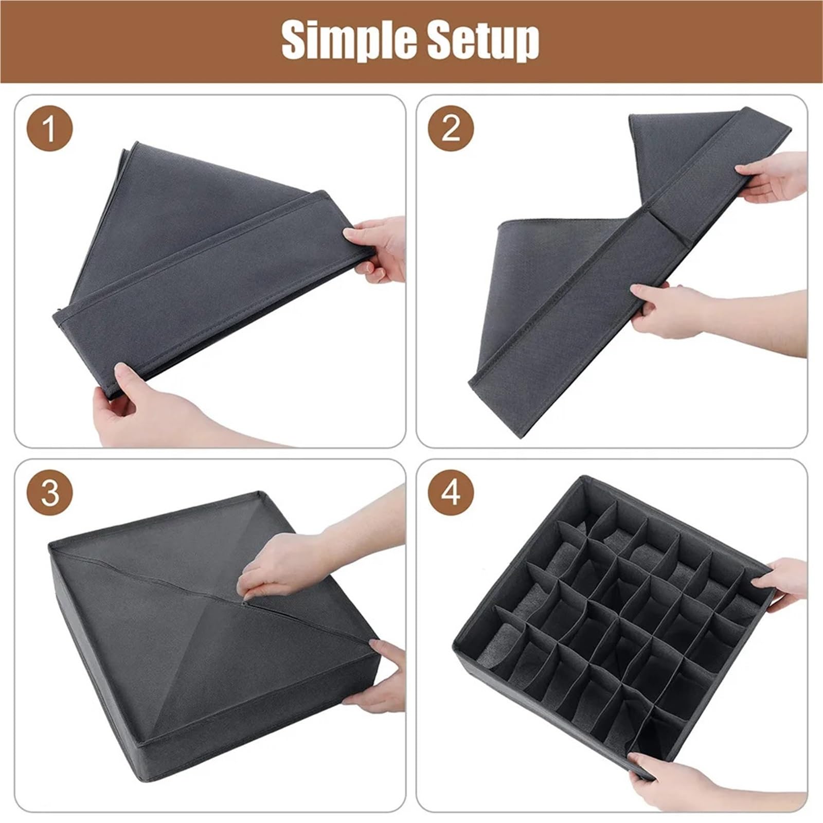 2 pezzi di biancheria intima, reggiseni, calzini, scatola portaoggetti, organizer for cassetti Per Cassetti(24grids-gray)