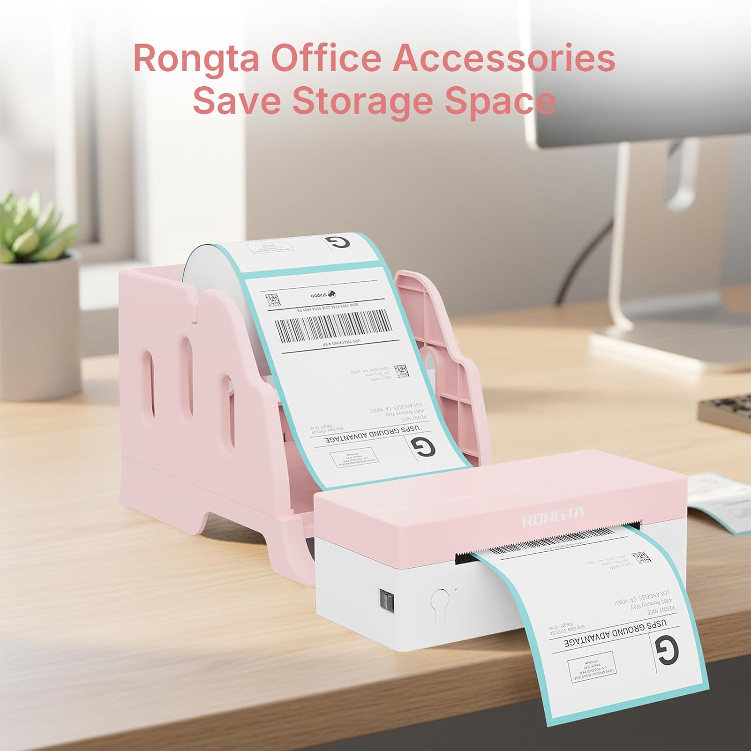 Rongta 4x6 Bluetooth Thermal Label Printer, Wireless Shipping Label Printers for Shipping Packages Small Business Office or Home, Compatible with iPhone Android iPad macOS Windows, Pink