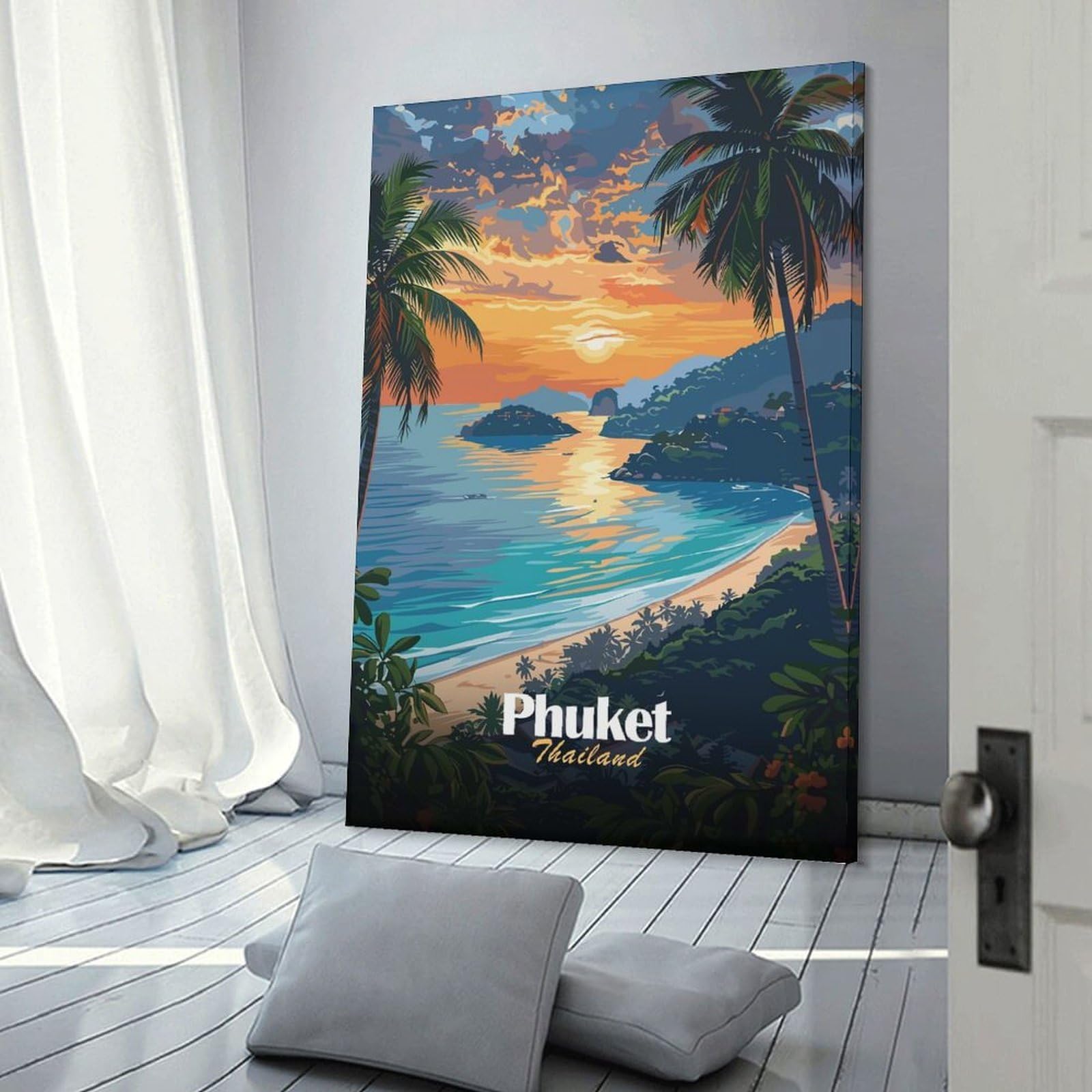 Junmoney Frame-Style-16 Phuket Sunset Beach Home Decor Wall Art, 16X24inch(40X60cm), For Living Room, Bedroom Or Home Office, Home Decor Gift With Stylish Appeal