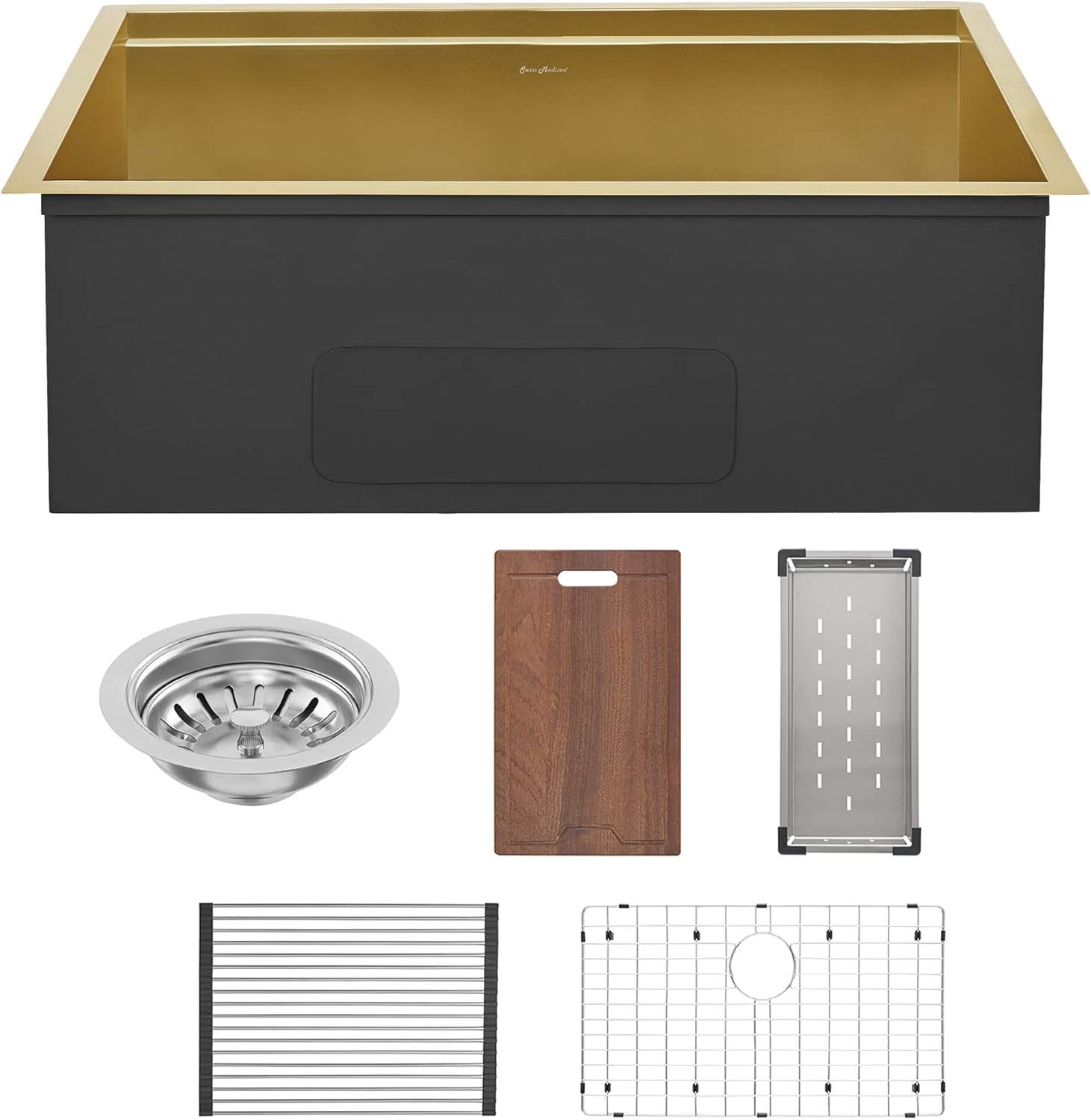 Tourner 30 x 19 Stainless Steel, Single Basin, Undermount Kitchen Workstation Sink in Gold