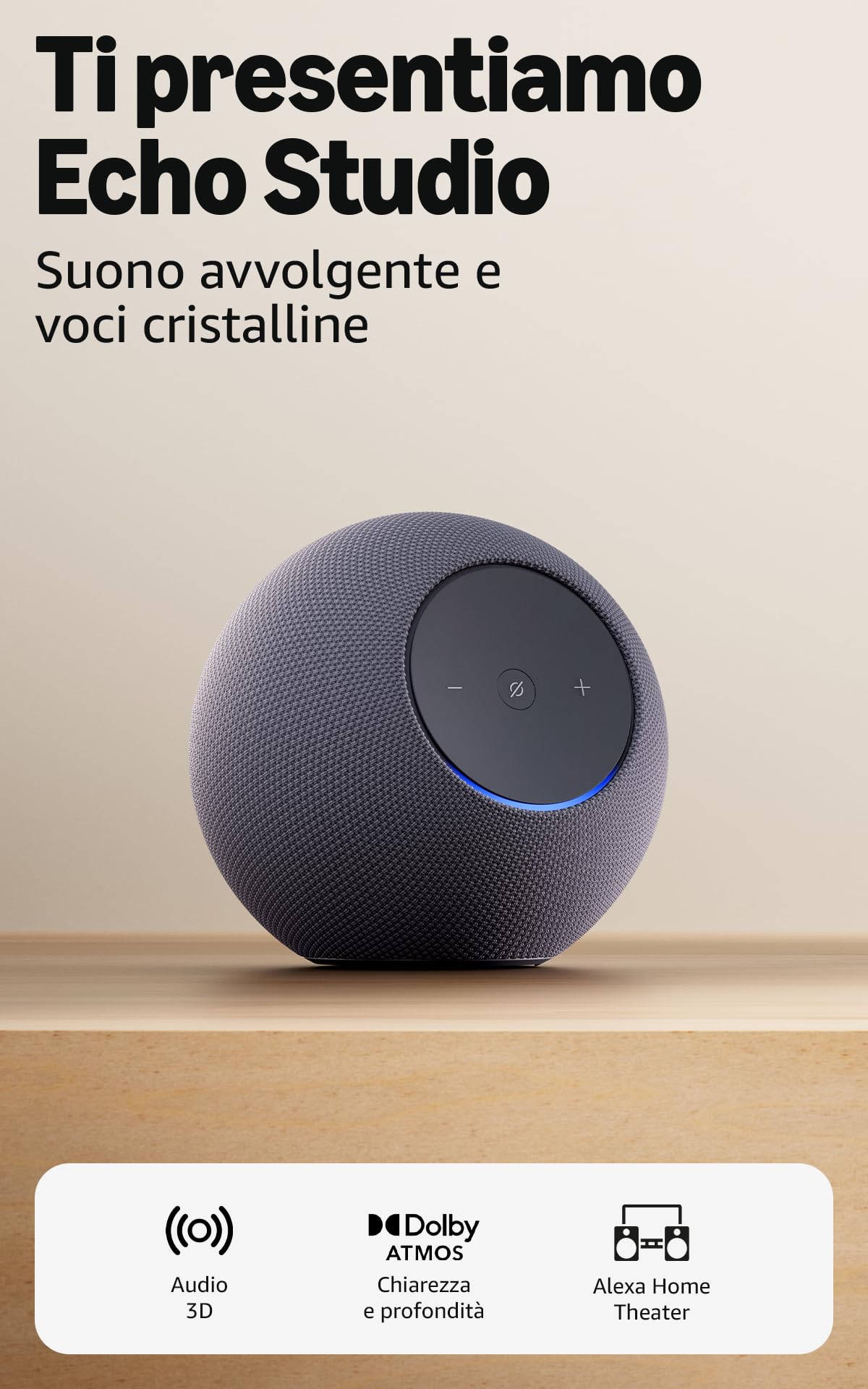Amazon Echo Studio (ultimo modello), design compatto, audio 3D immersivo e Dolby Atmos, (grafite), con Accesso Anticipato ad Alexa+