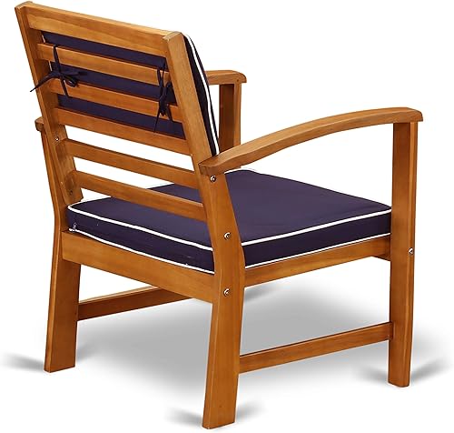 Miniatura 7 de East West Furniture BCOSSNA - Juego de sofá bistró de patio de 4 piezas que incluye una mesa rectangular de madera de acacia para exteriores y