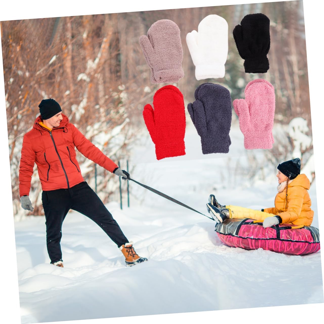 Didiseaon Cute Warm Mittens Thermal Gloves Full Finger Half Fleece Mittens for Women Men