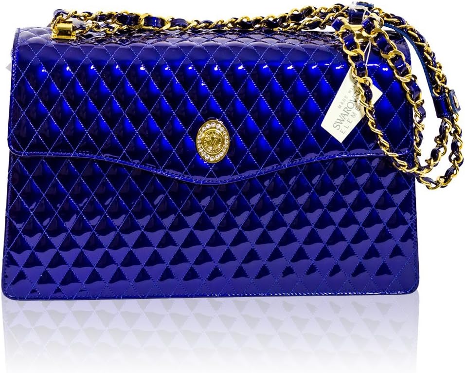 Italian Designer Cobalt Blue Quilted Leather Messenger Bag