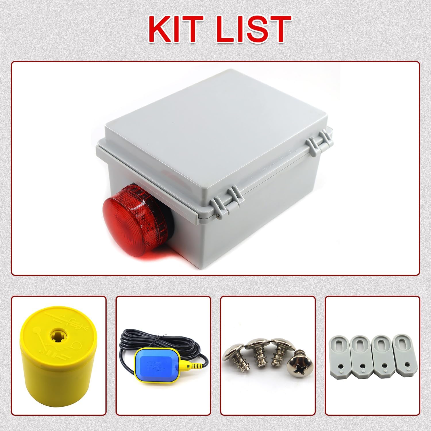 Sump Pump Alarm High Water Alarm for Septic Sump Pump Pond Water Tank Features a Bright Flashing Light and 110 db Alarm, Can Be Externally Connected to The Submersible Pump